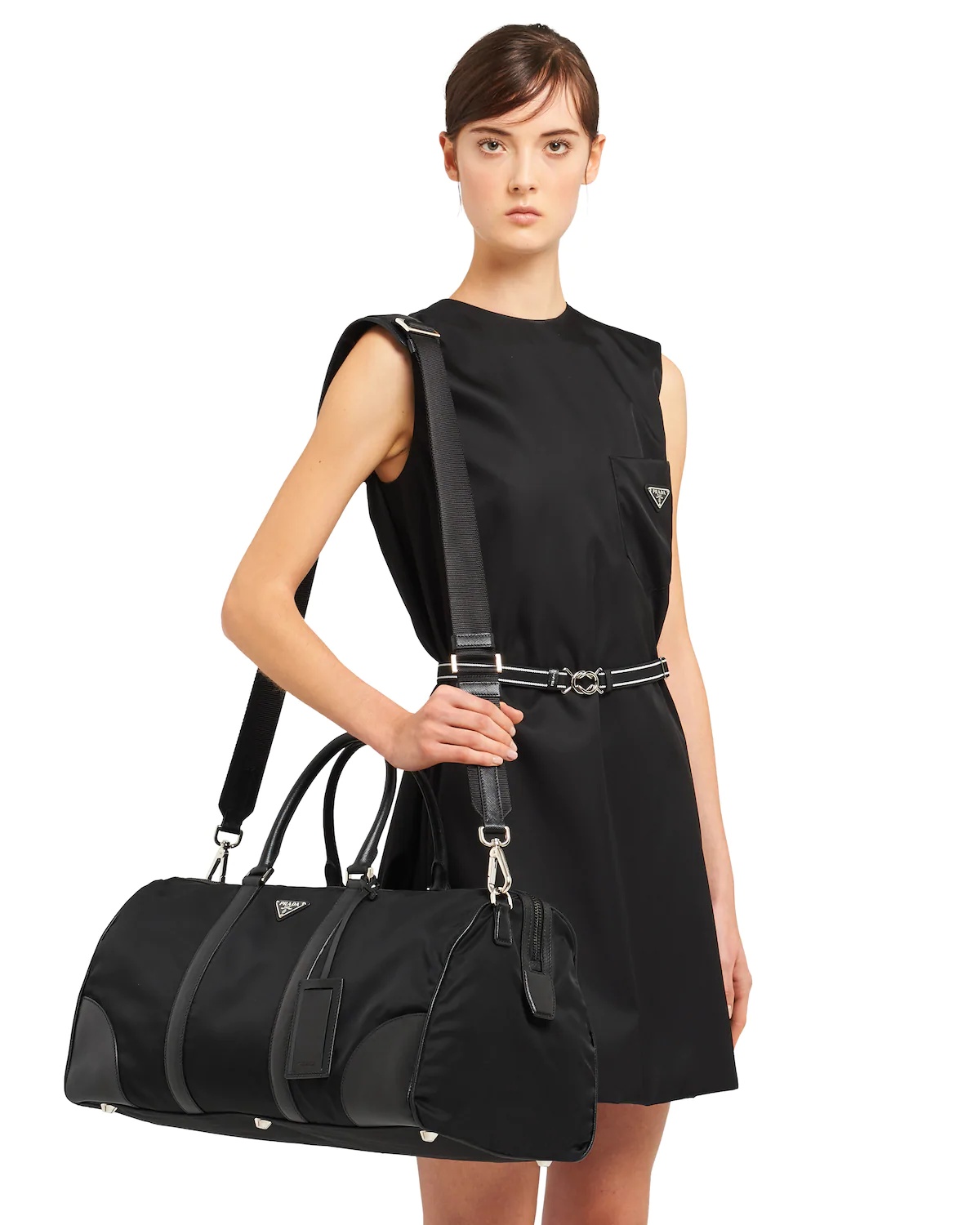 Nylon and Saffiano leather duffel bag - 2