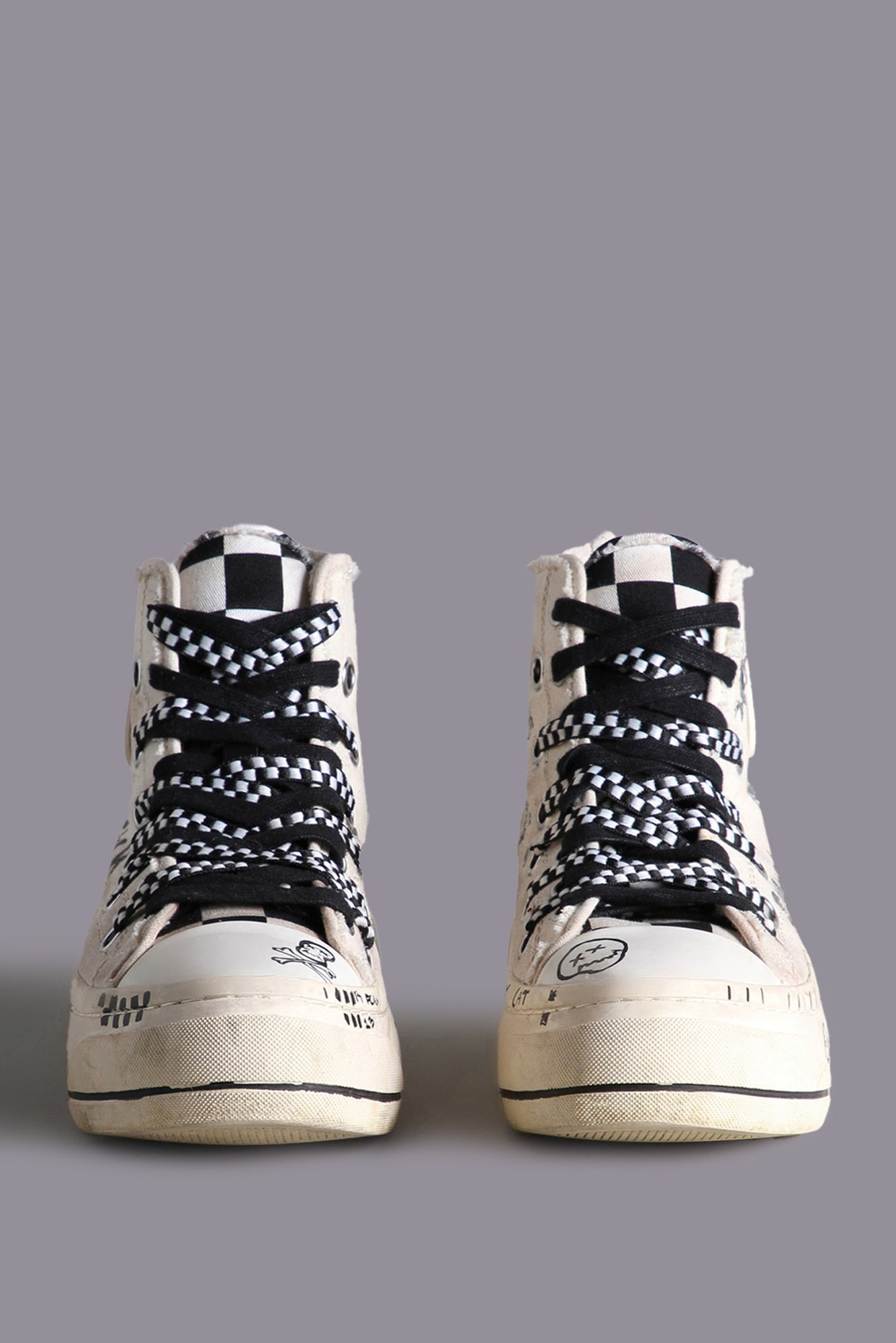 Kurt High Top Sneaker - Ecru Graffiti | R13 Denim Official Site - 3