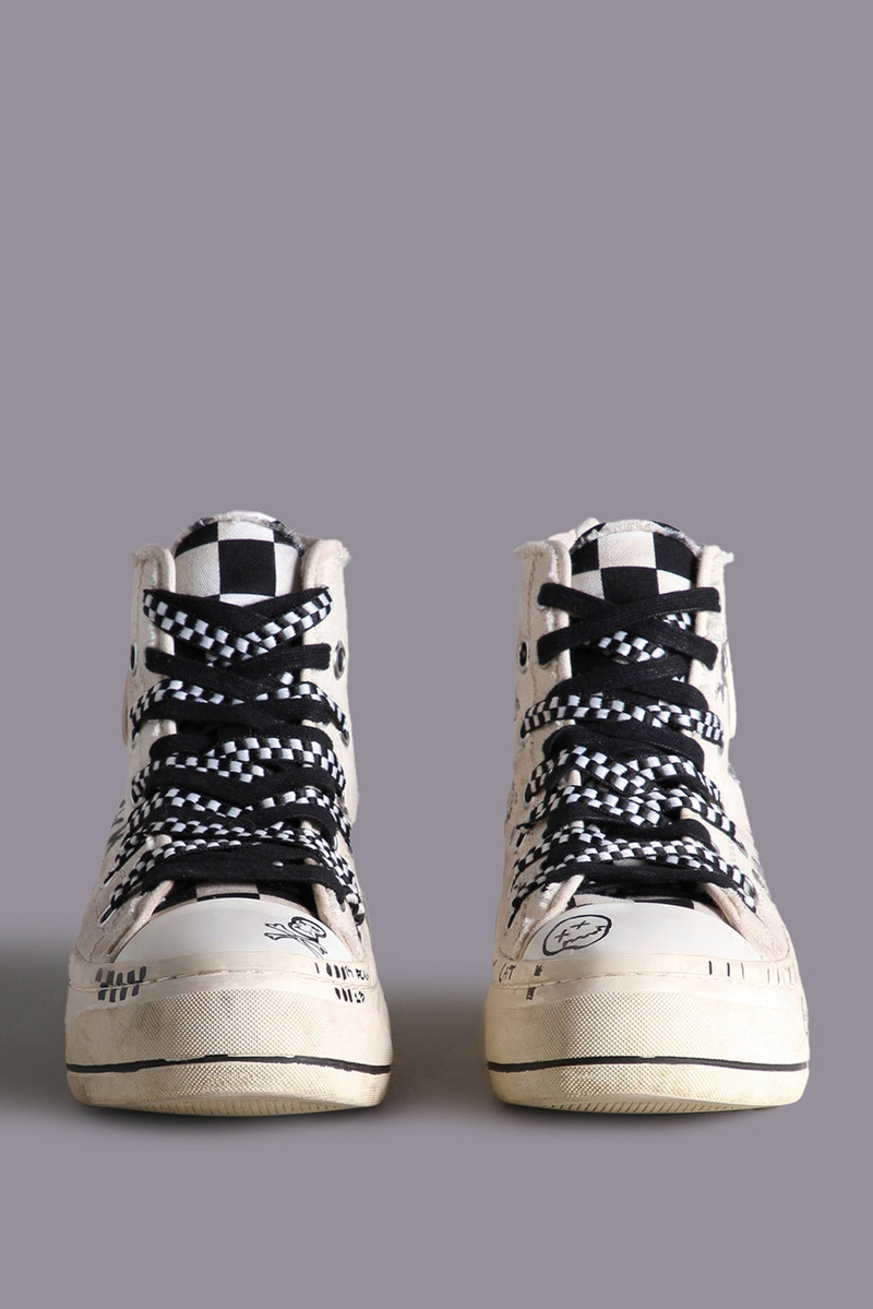 R13 Kurt High Top Sneaker - Ecru Graffiti | R13 Denim Official Site outlook