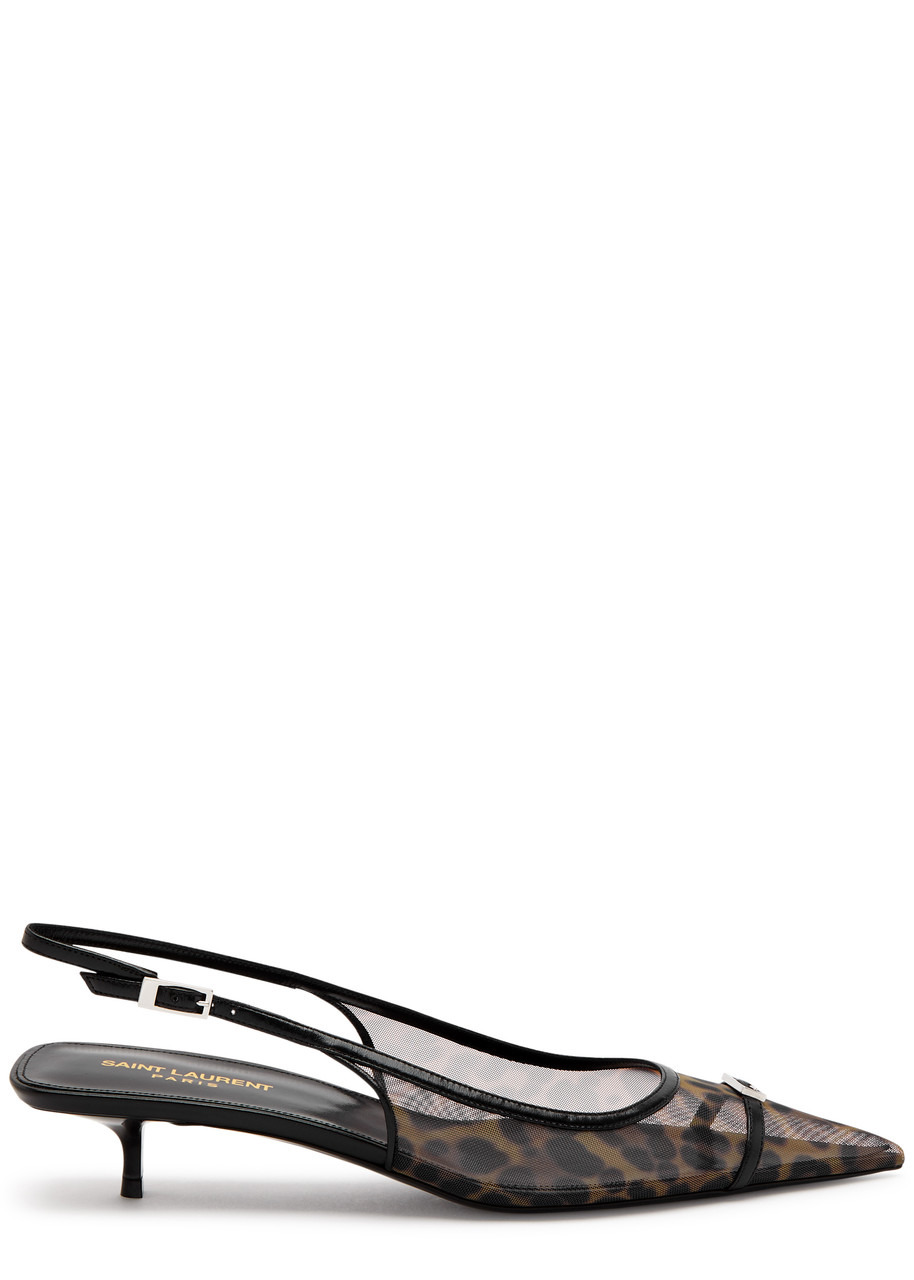 Oxalis 30 leopard-print mesh slingback pumps - 1
