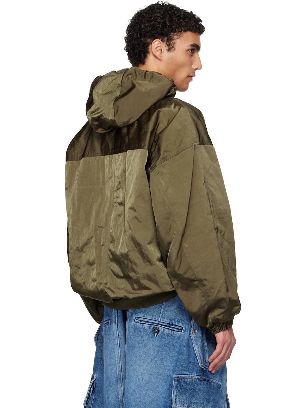 Khaki Stowaway Hood Bomber Jacket - 3