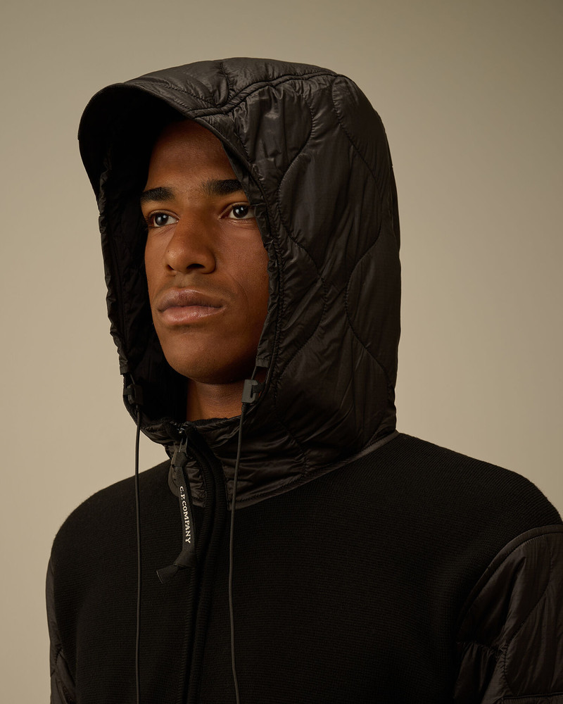 Extrafine Merino Wool Mixed Hooded Zip Sweater 6