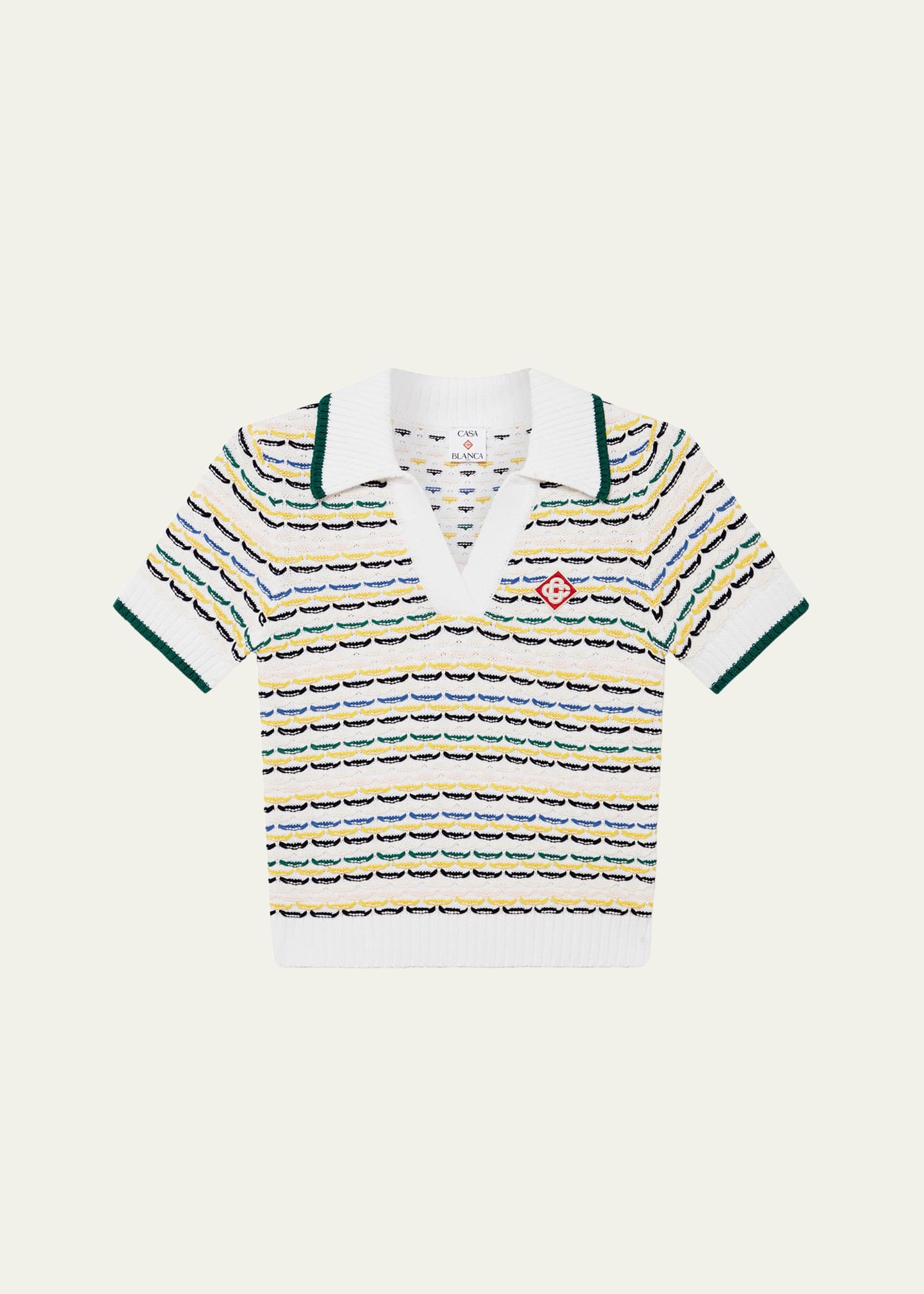 Tuck Stitch Crop Polo Shirt - 1