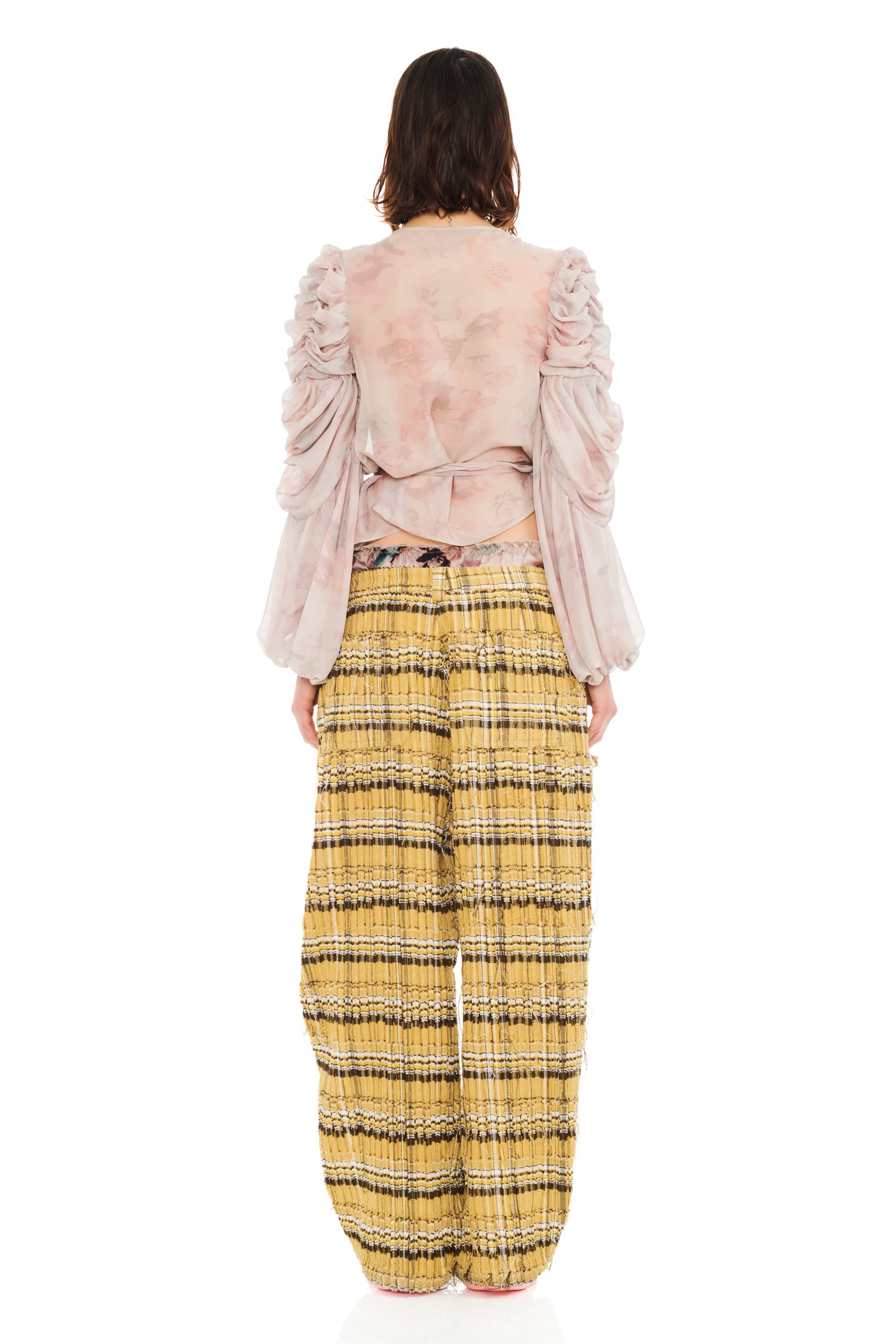 BEIGE WATERCOLOR ROSES CELOSIA WRAP TOP - 5