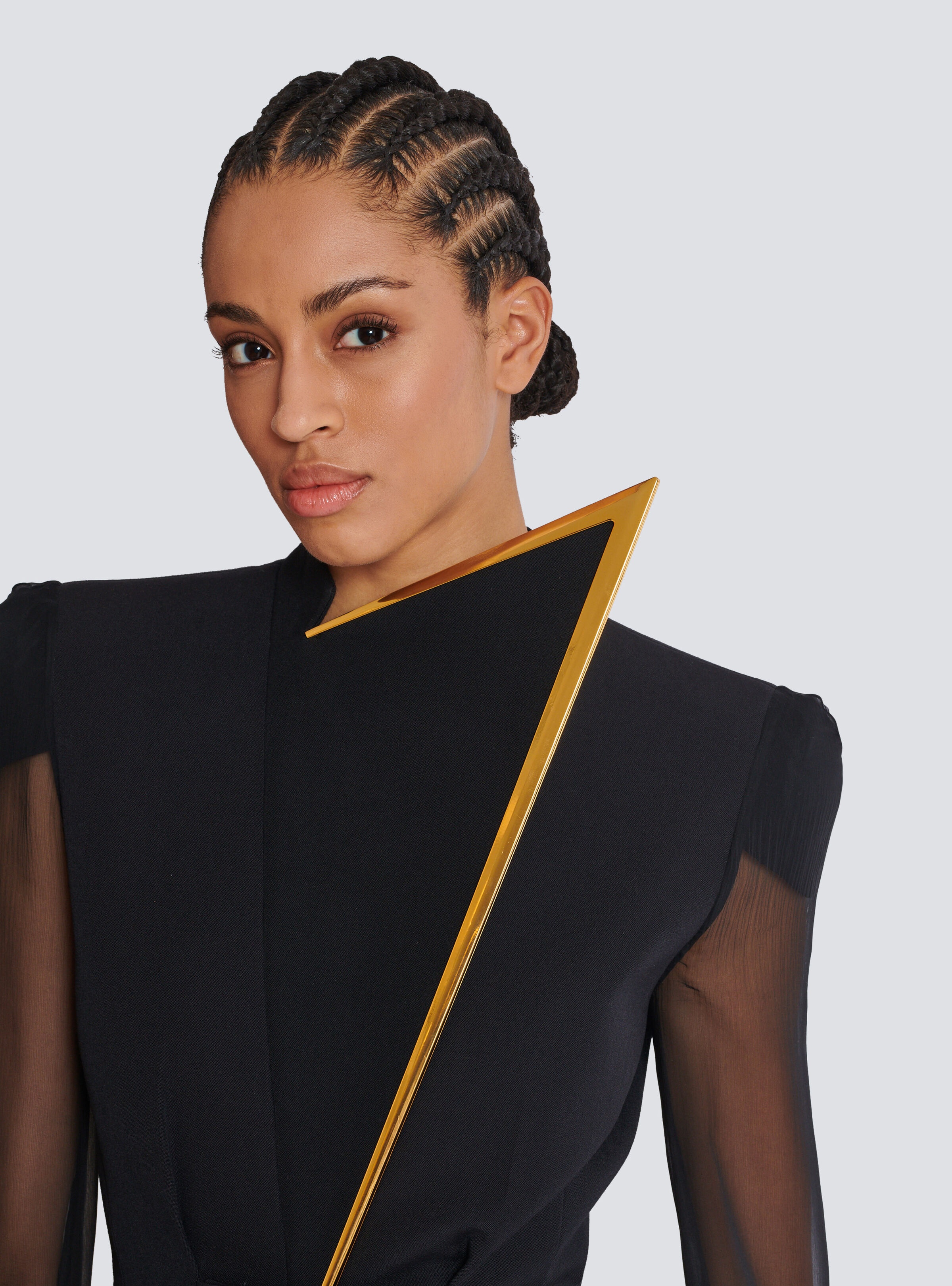 Grain de poudre and chiffon jacket - 7