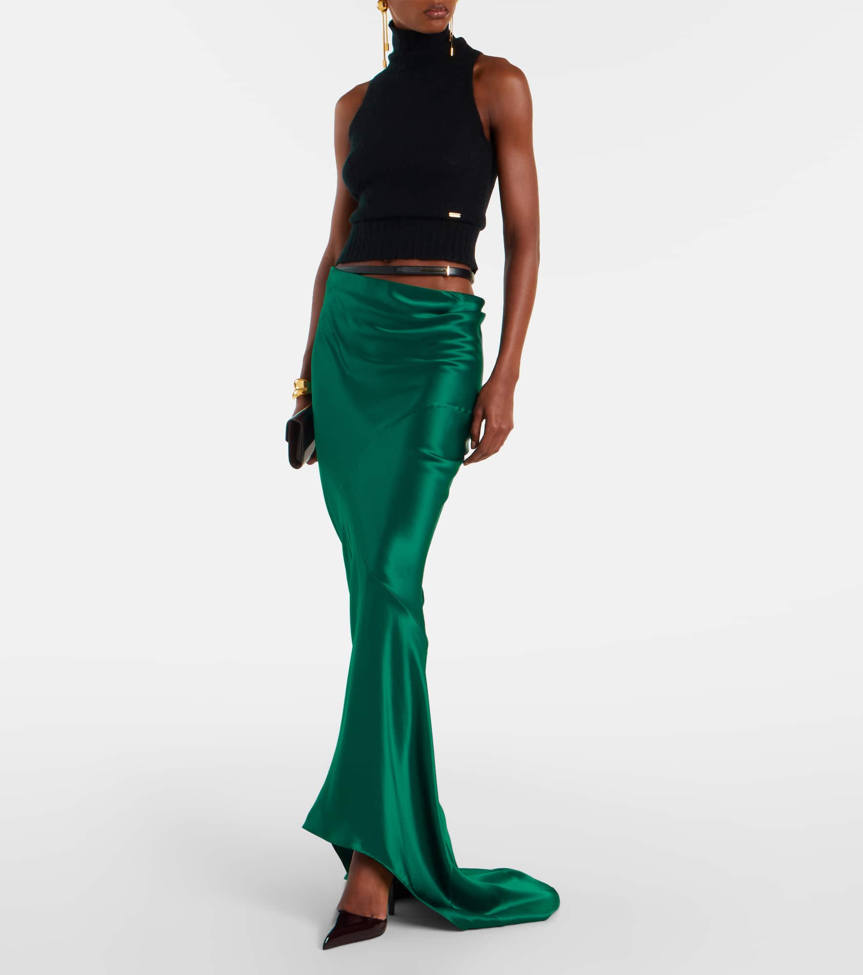 Asymmetric silk satin maxi skirt - 2