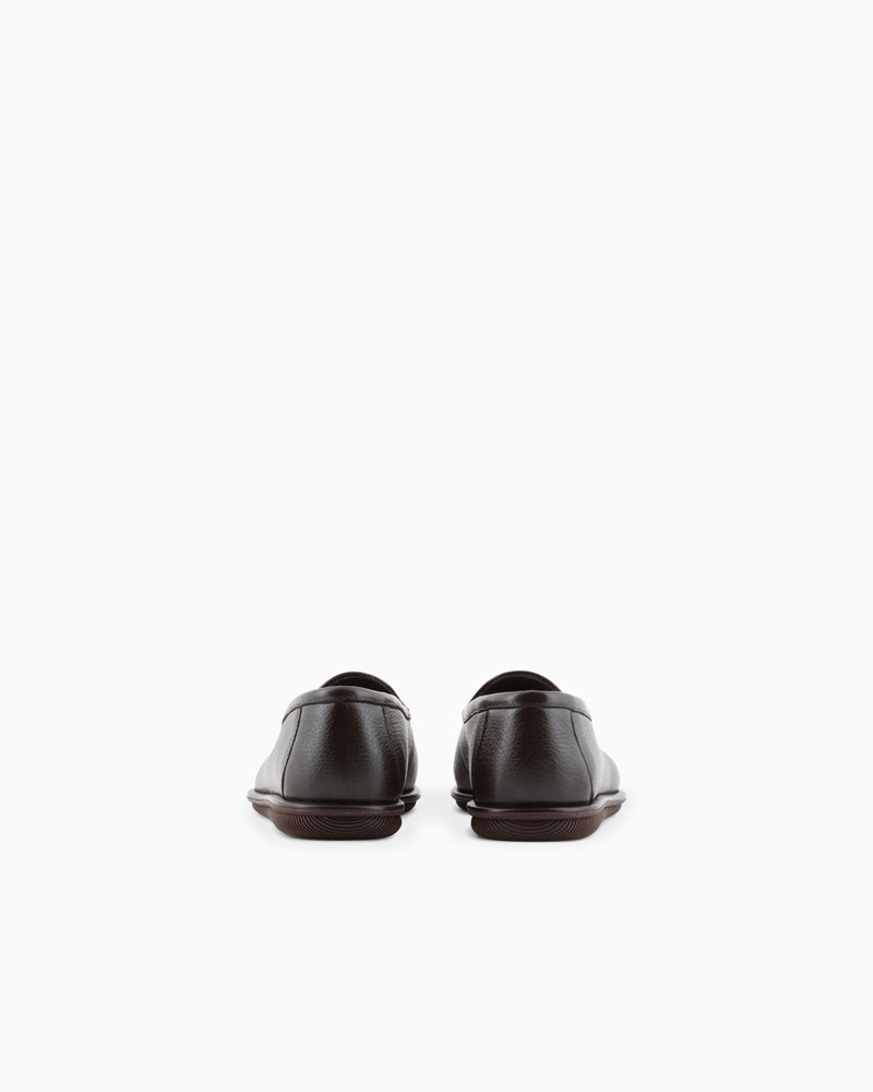 GIORGIO ARMANI Deerskin loafers with embroidered logo outlook