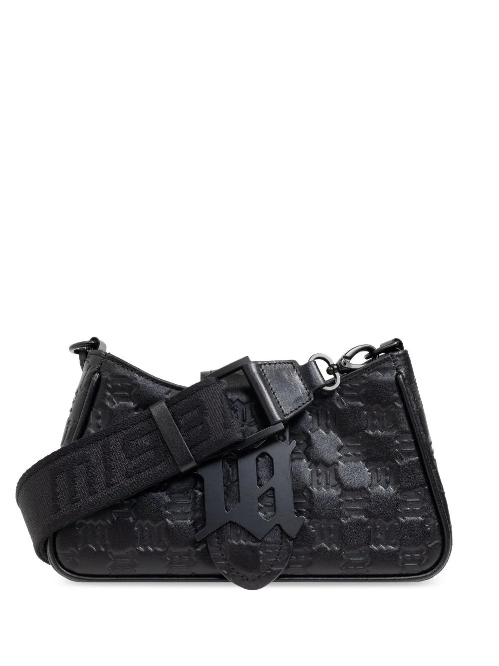 embossed leather shoulder bag - 1