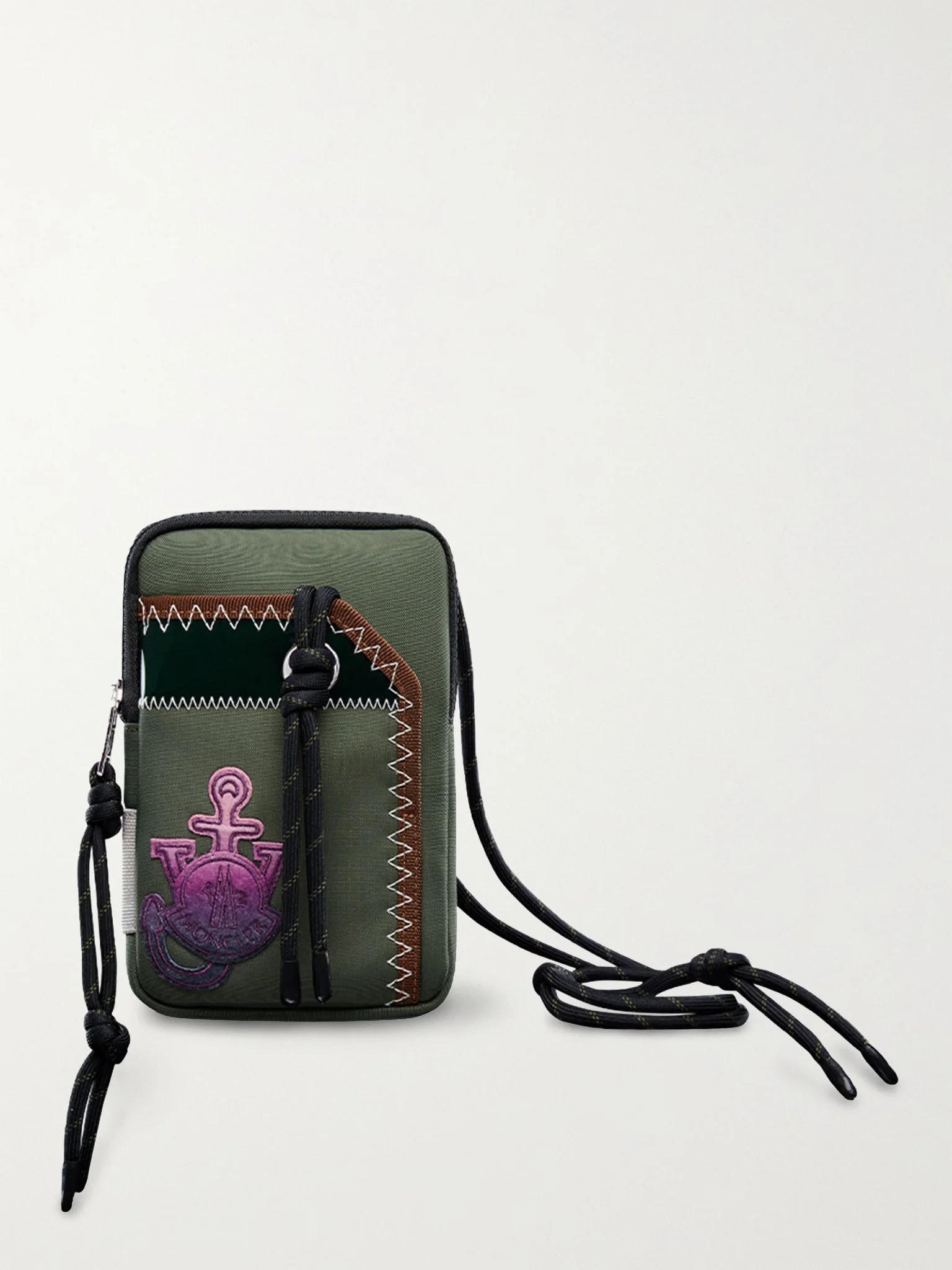 1 Moncler JW Anderson Logo-Appliquéd Canvas Phone Pouch with Lanyard Brown - 1