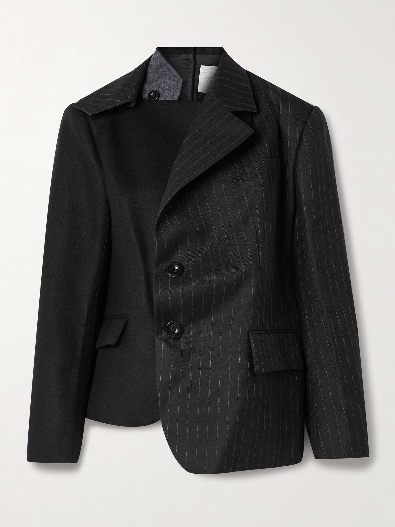 Paneled wool-felt and pinstriped wool-twill blazer - 1