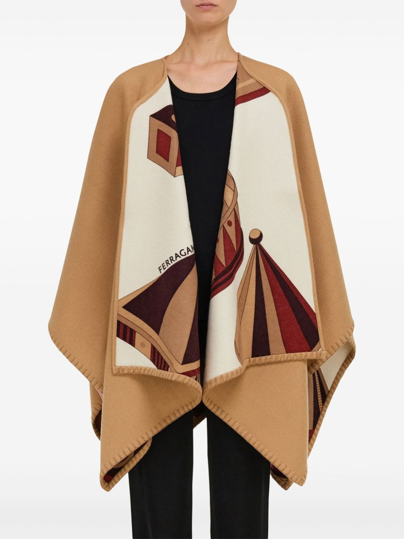 FERRAGAMO Nadir-print reversible cape outlook