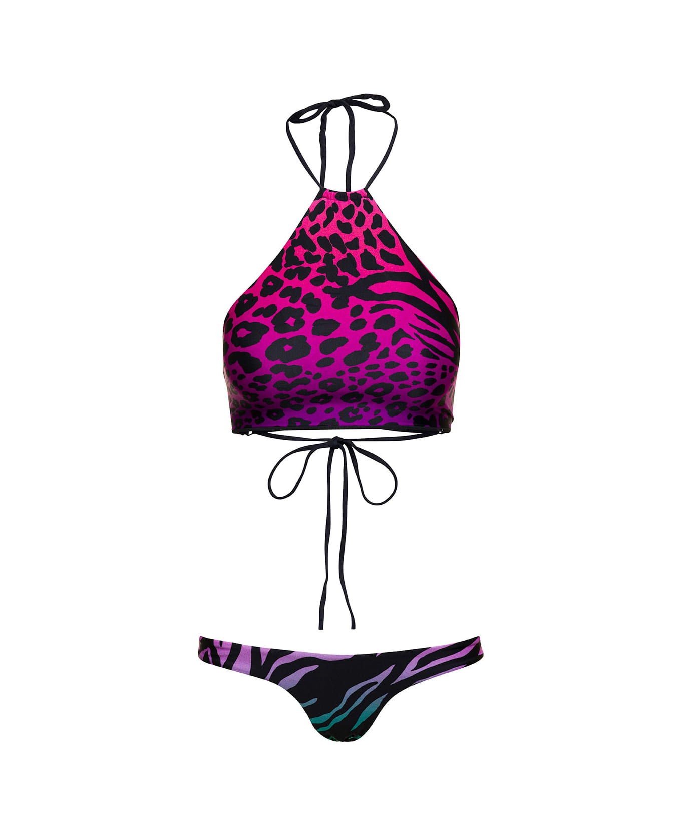 Animal-print Bikini Set In Fuchsia Technical Fabric Woman - 1