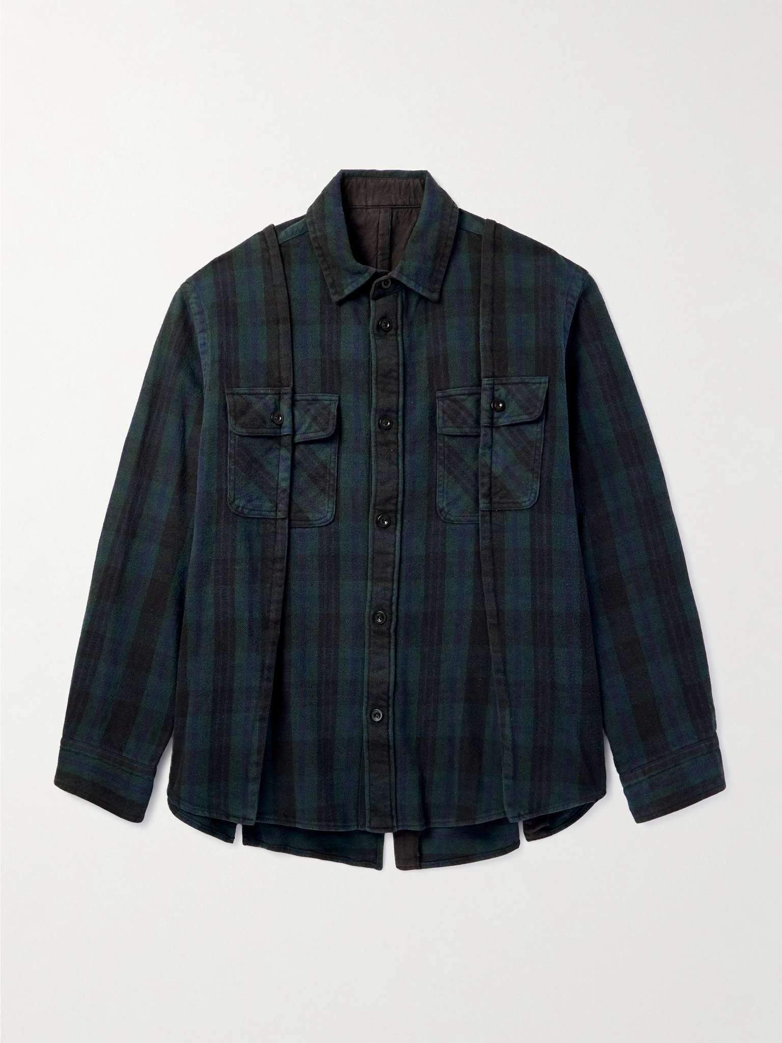 Panelled Checked Cotton-Flannel Shirt - 1