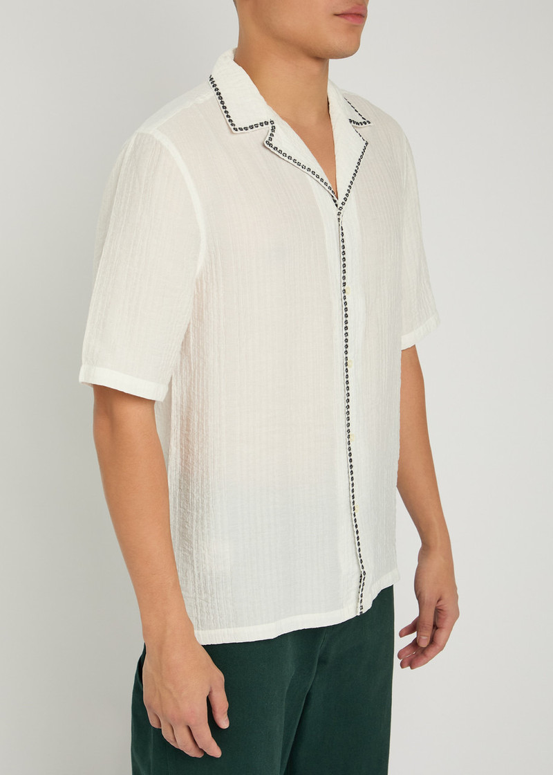 OFFICINE GÉNÉRALE Officine Générale Eren Seersucker Embroidered Trims Shirt outlook