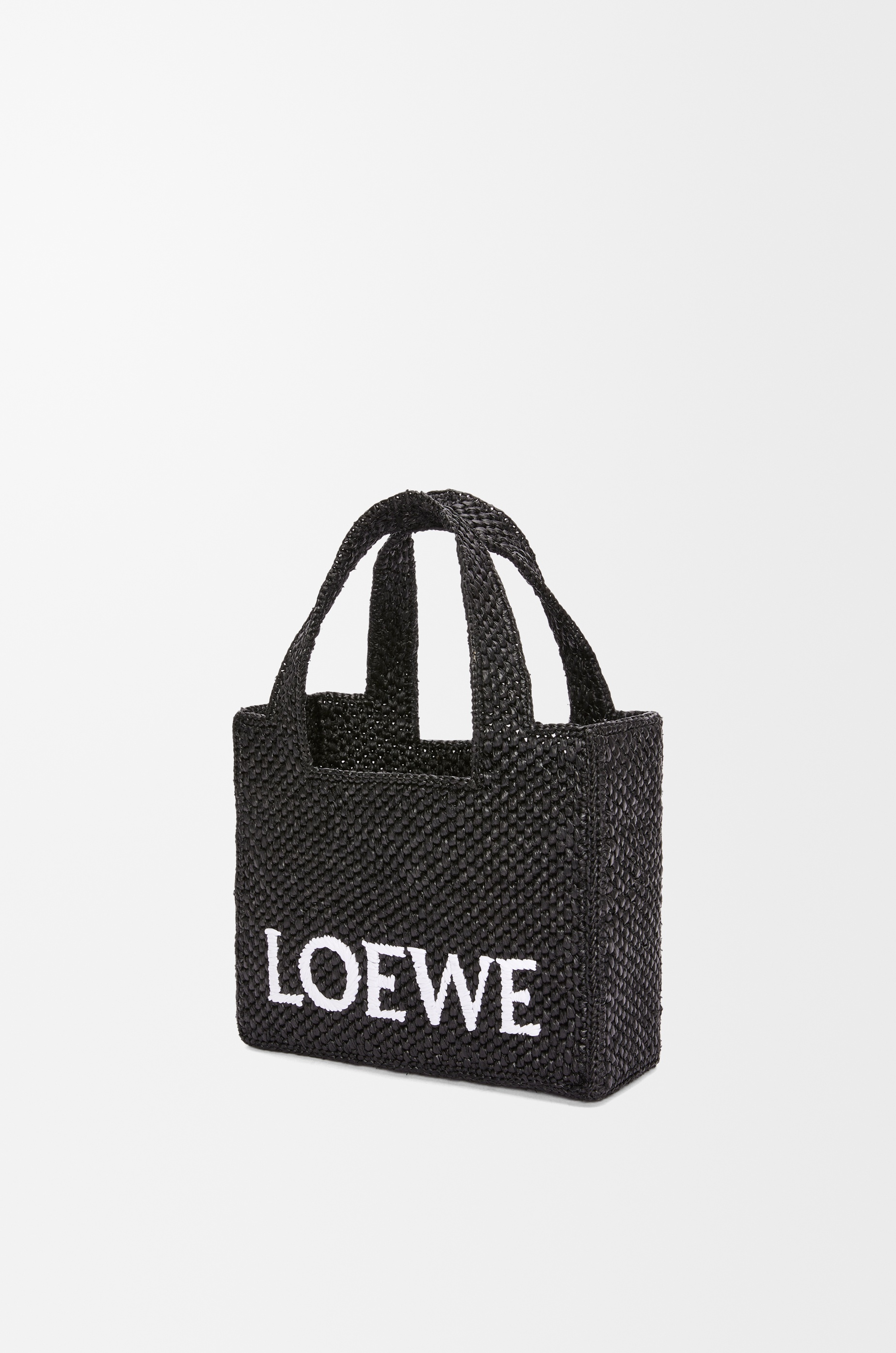 Mini LOEWE Font tote in raffia - 4