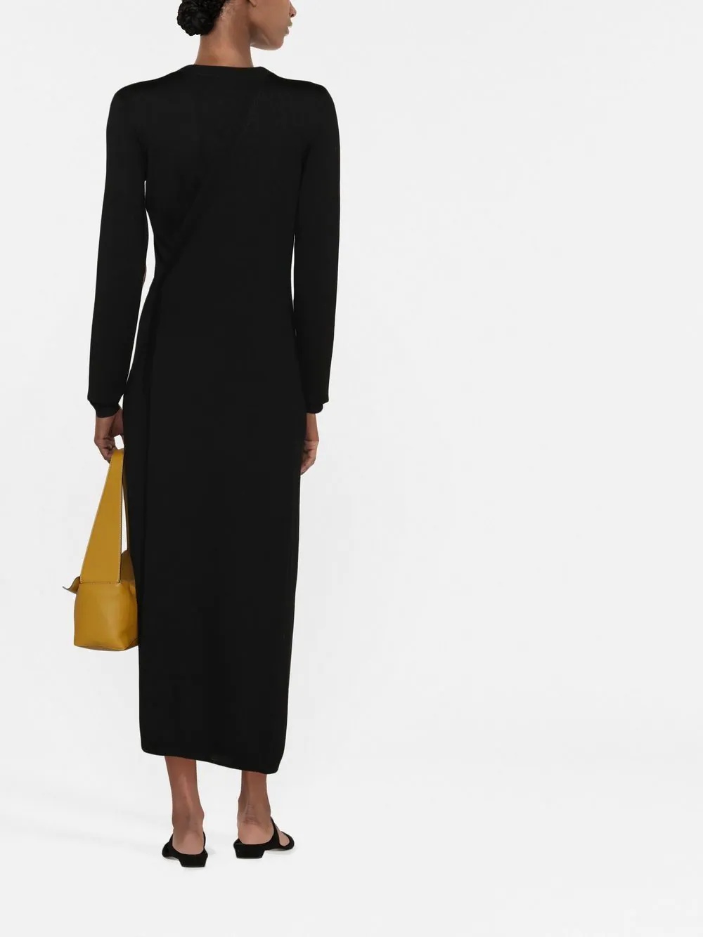 side-tie wool midi dress - 4