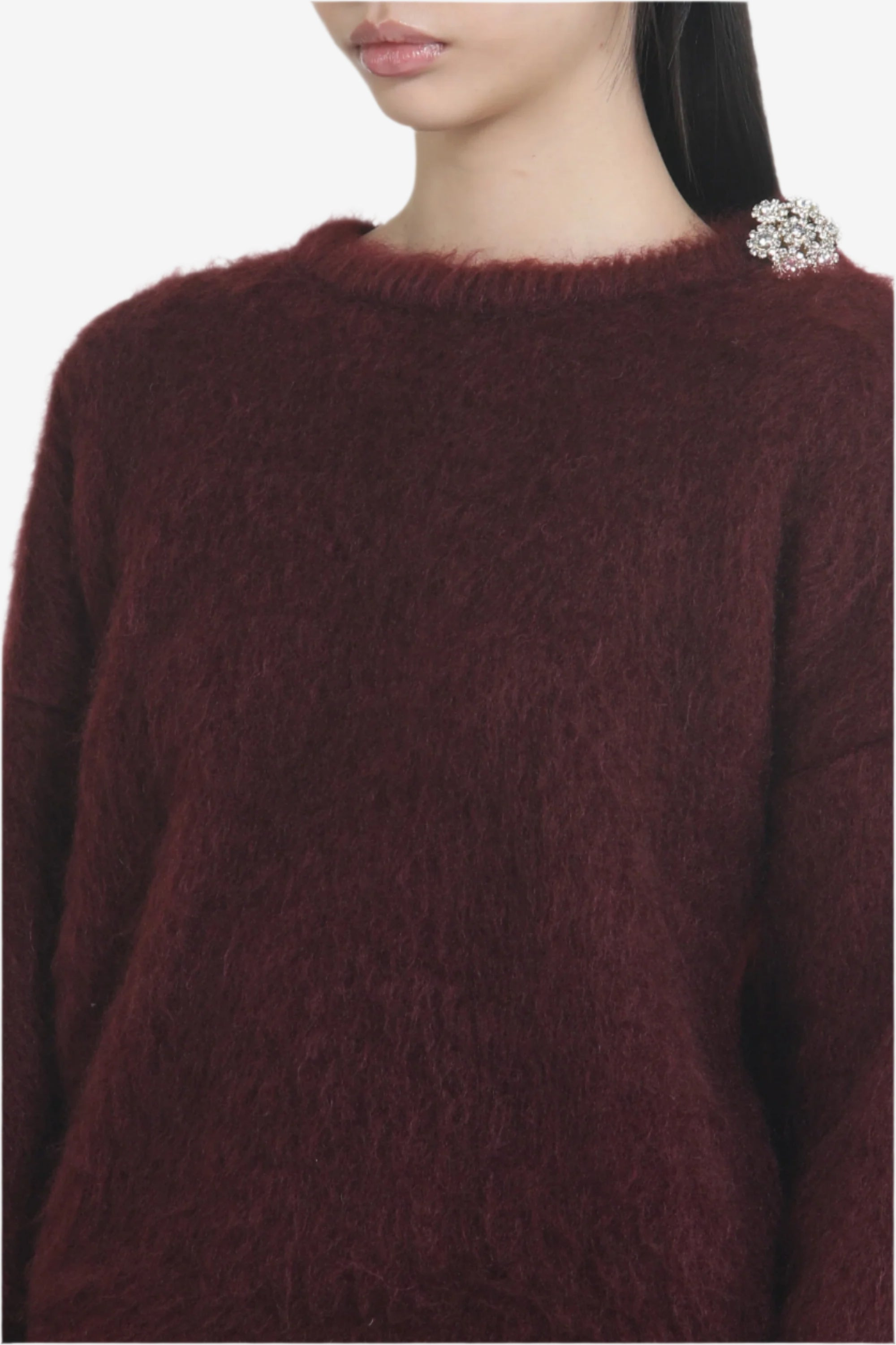 SWEATER WITH FLOWER JEWEL BUTTON - 5