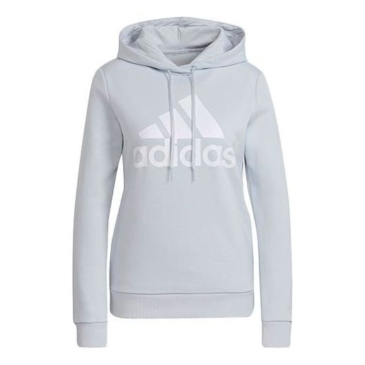 (WMNS) adidas Loungewear Logo Fleece Hoodie 'Grey' H07890 - 1