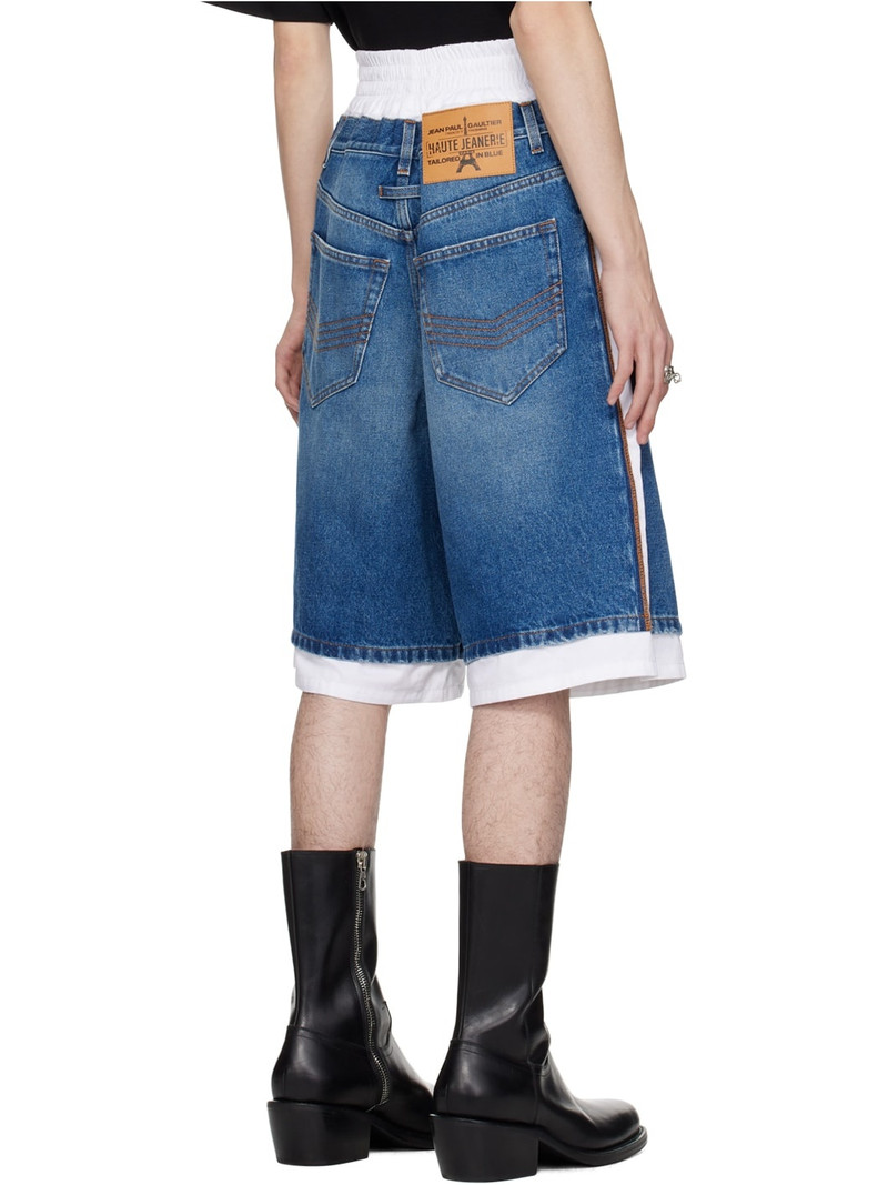 Blue & White 'The Trompe L'œil' Denim Shorts 3