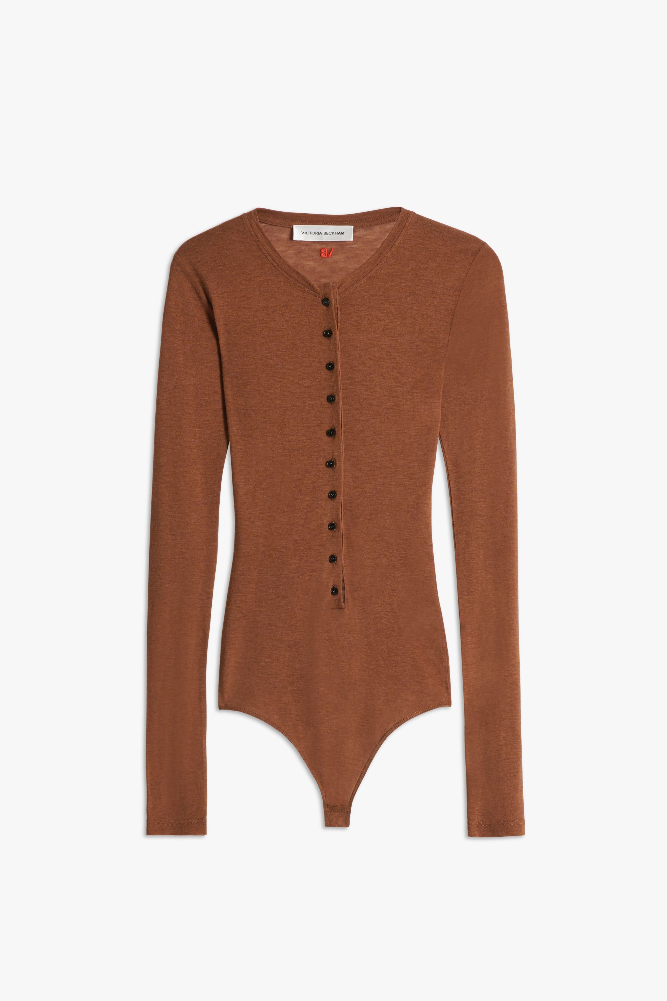 Button Down Bodysuit in Brown - 1