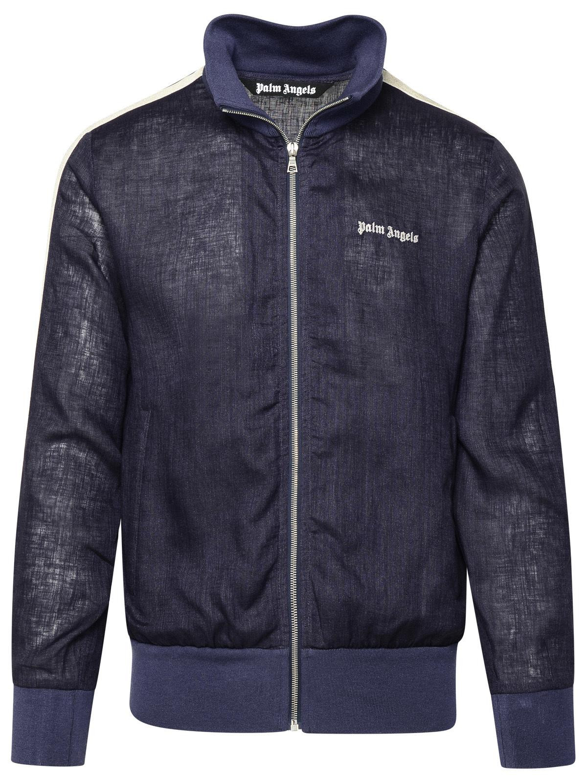 Palm Angels Blue Linen Sporty Jacket Men - 1