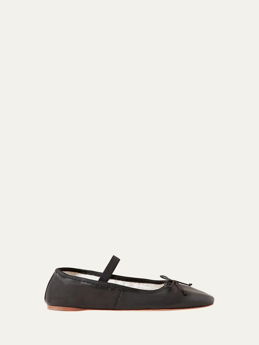 Leonie Lambskin Bow Ballerina Flats - 1