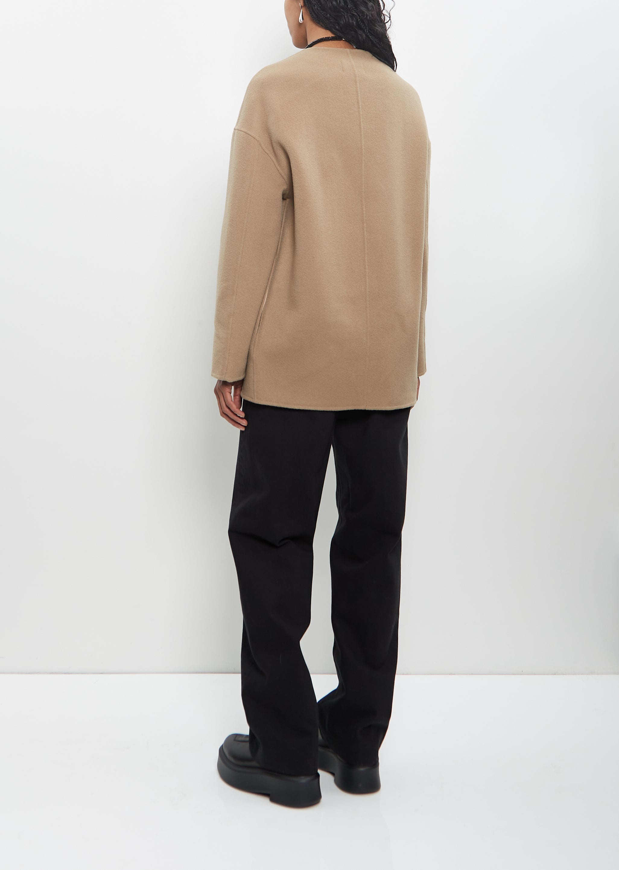 Wool Cashmere Gio Round Neck Short Coat - 3