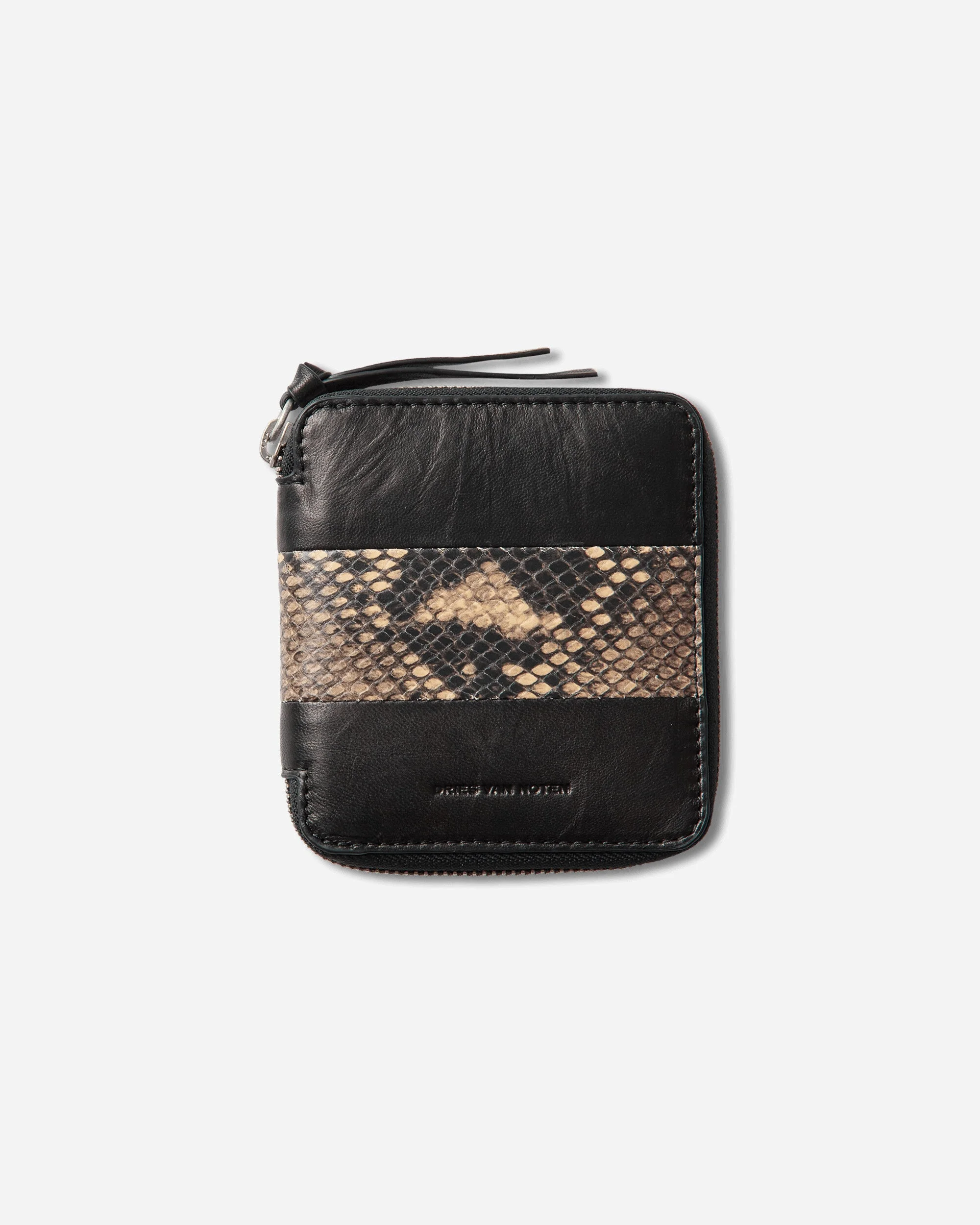 Printed Leather Zip Wallet Beige - 1