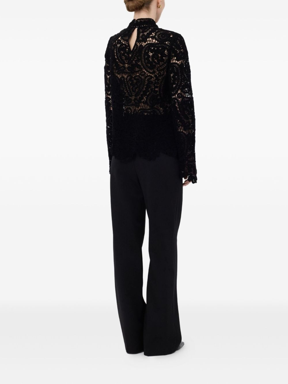 WADE velvet silk lace knit top - 4