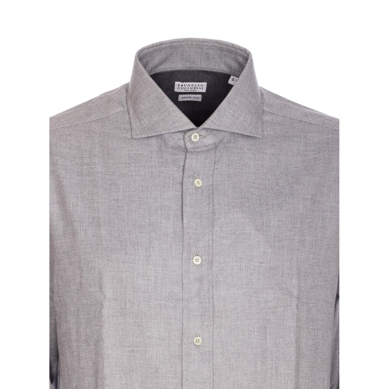 Brunello Cucinelli Men Slim Fit Flannel Chevron Cotton Shirt - 4