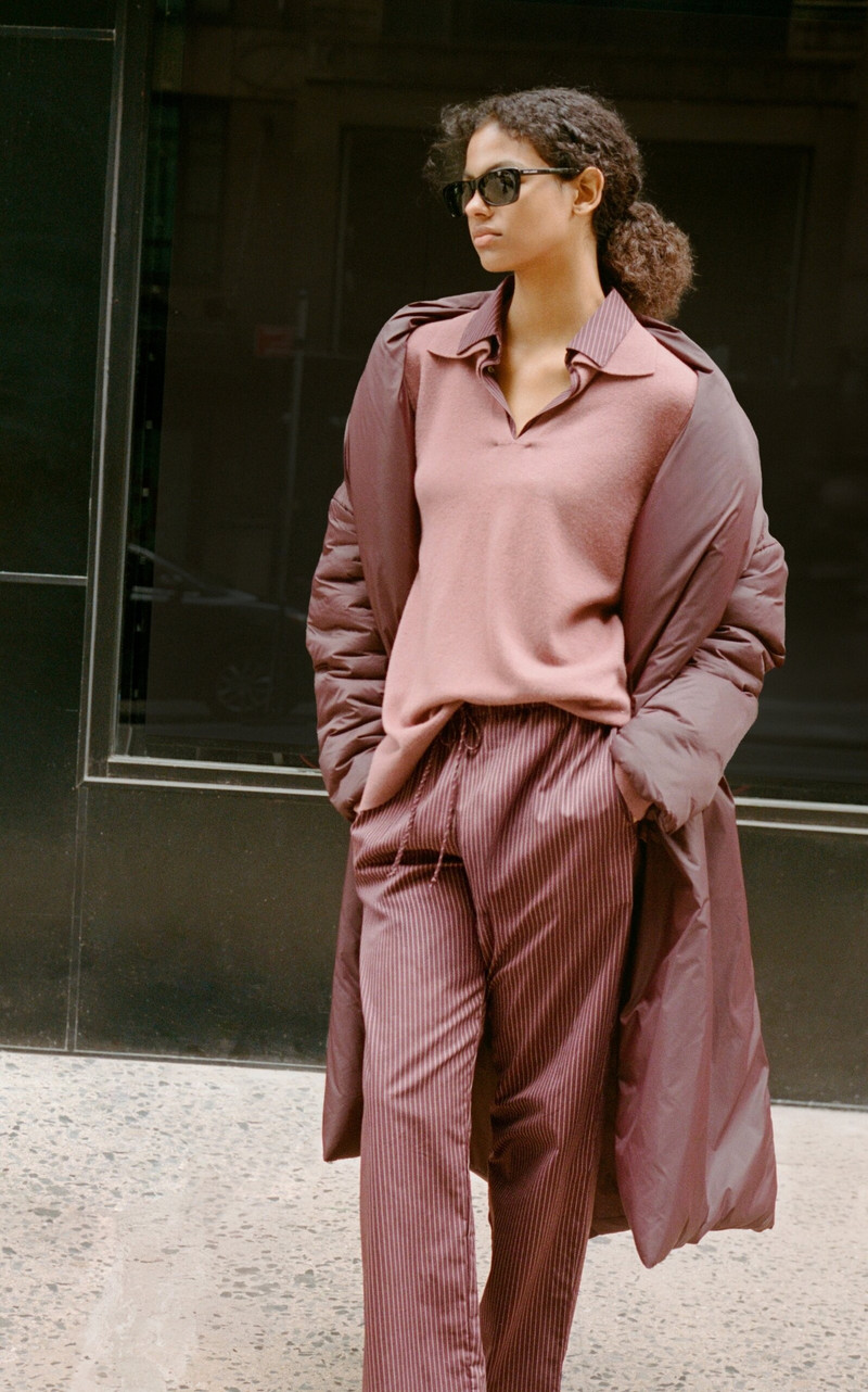 LESET Bo Shawl-Collar Puffer Coat burgundy outlook