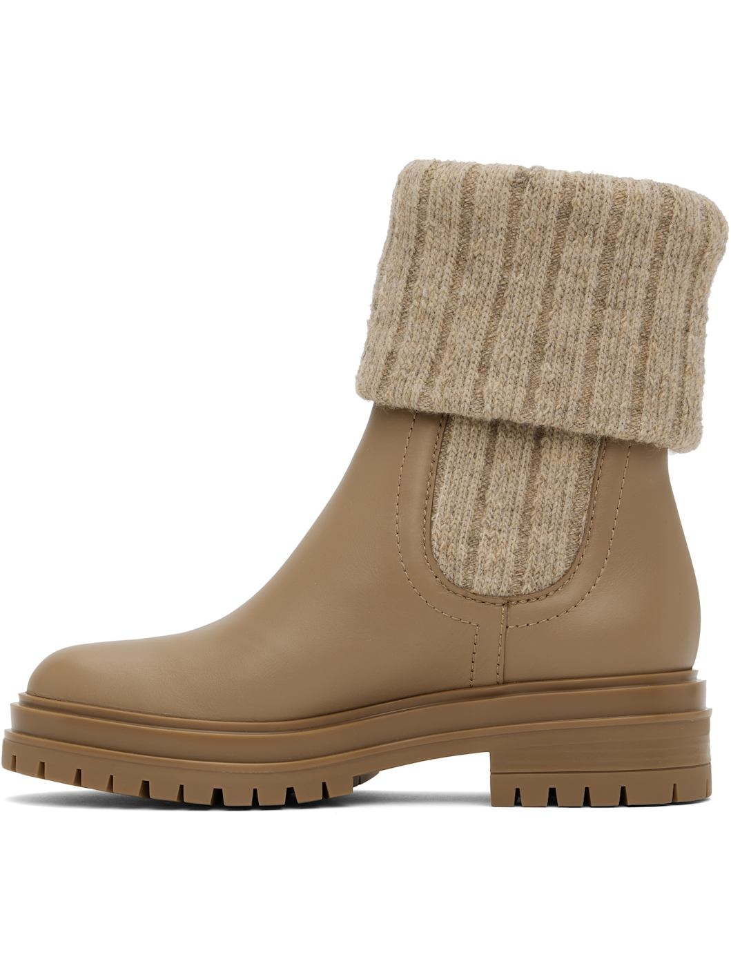 Beige & Tan Chalet Knit Ankle Boots - 3