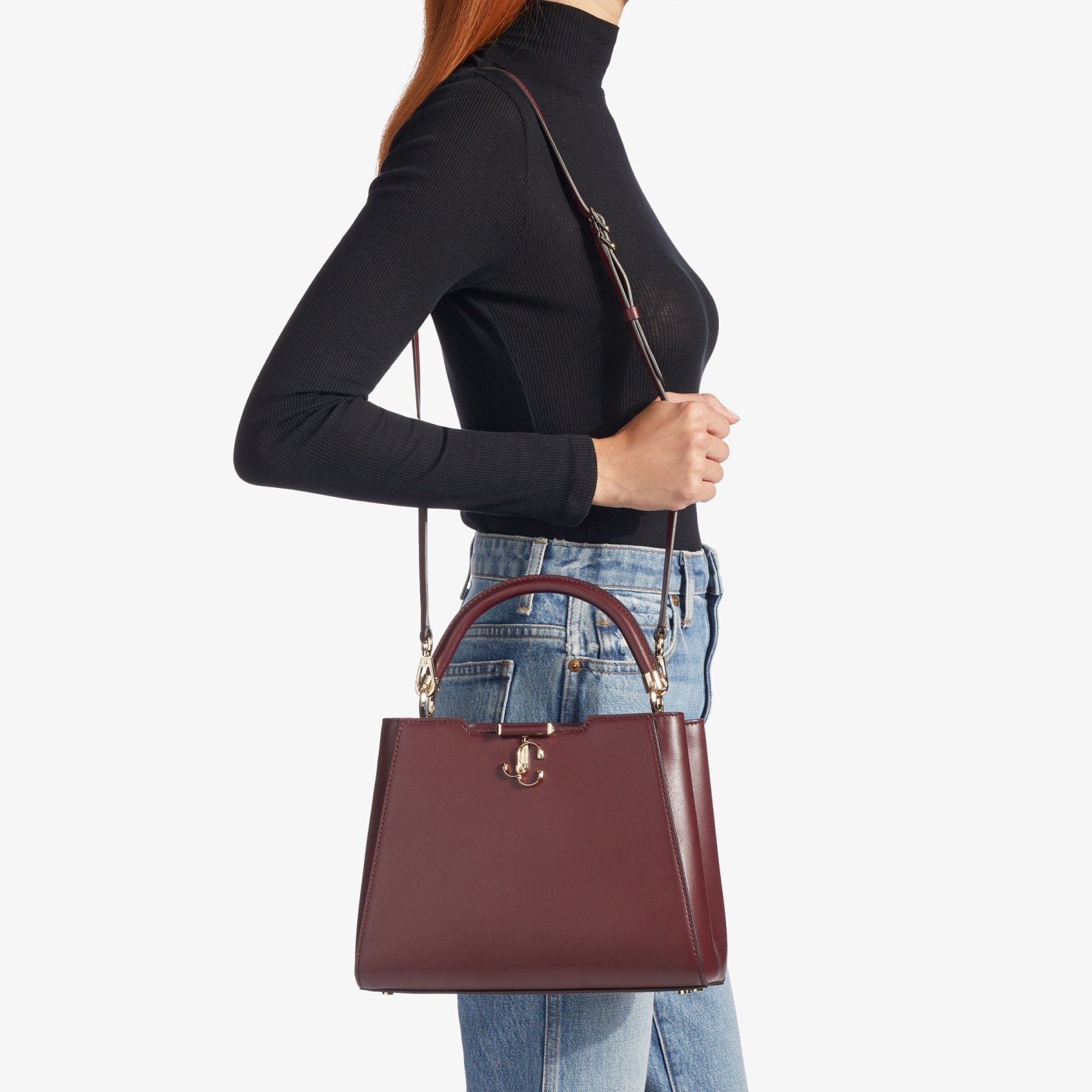 Varenne TH/M
Burgundy Soft Shiny Calf Leather Top Handle Bag - 3