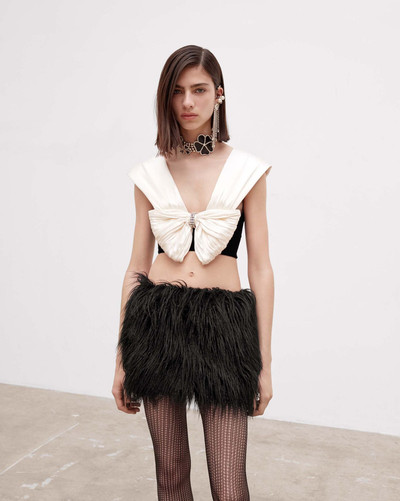 SAINT LAURENT bow-tie crop top in cupro velvet outlook