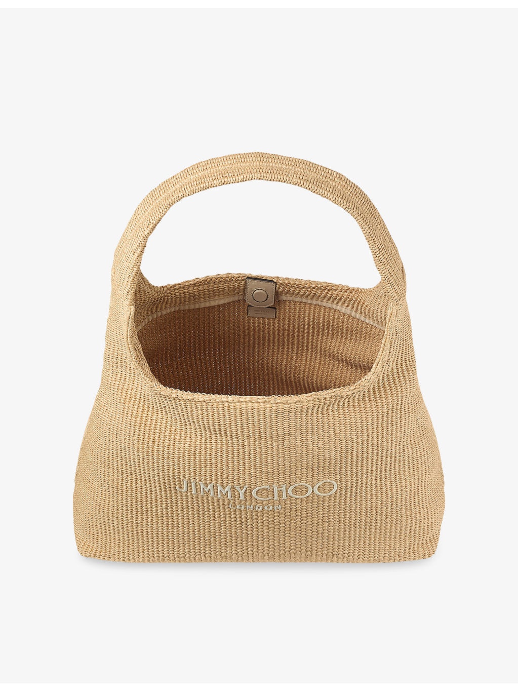 Beach Diamond Logo-Embroidered Hobo Raffia Bag - 4