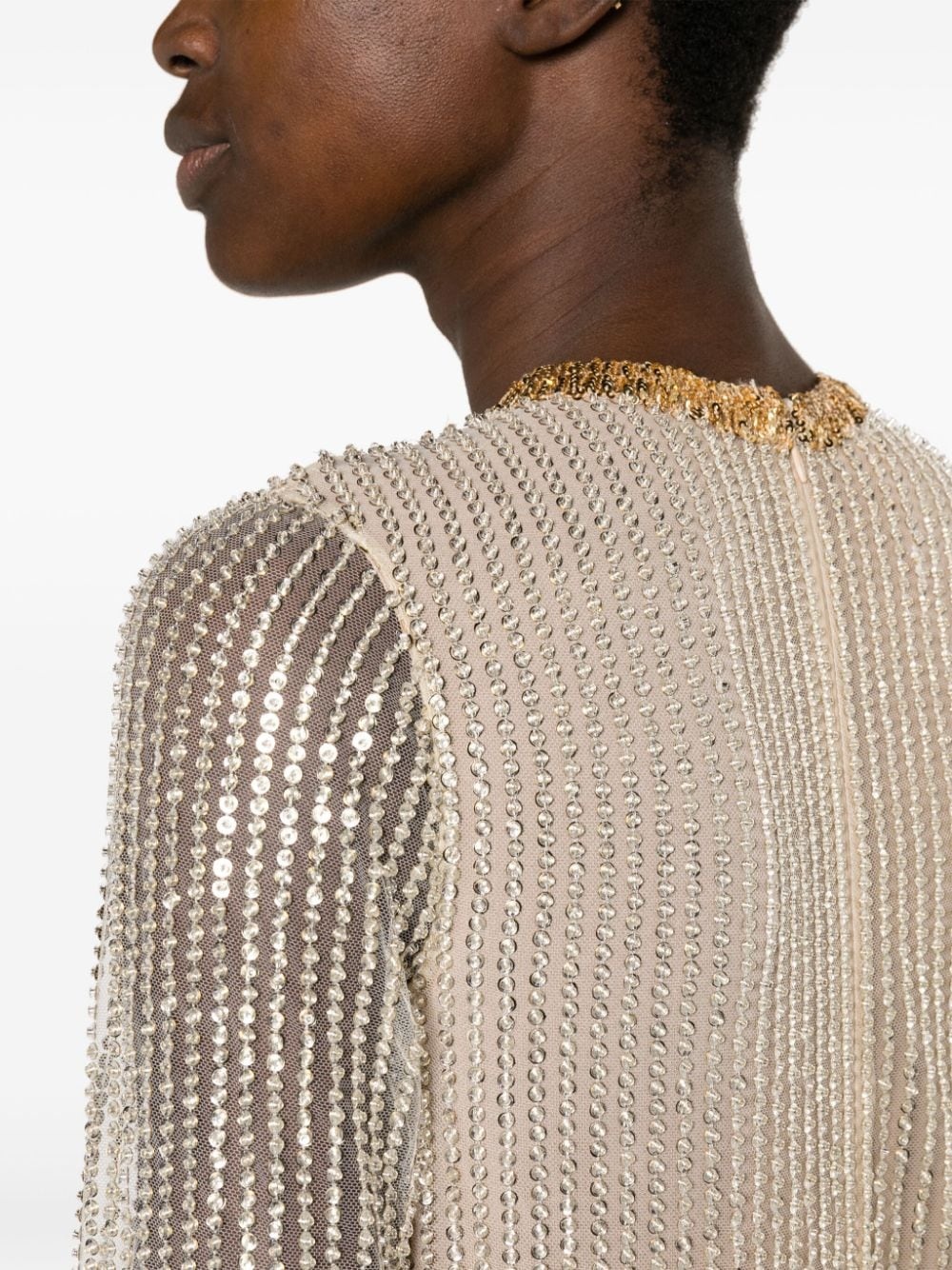 tiered sequinned gown - 5