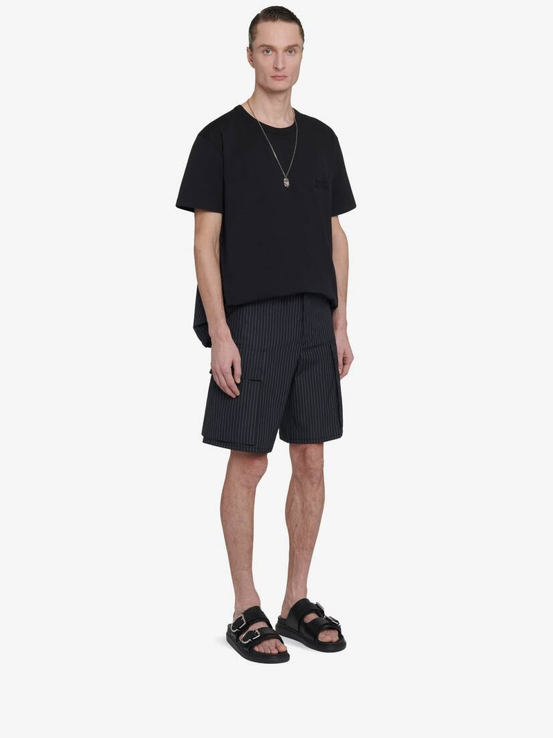 Men's Pinstripe Cargo Shorts in Black/white 3