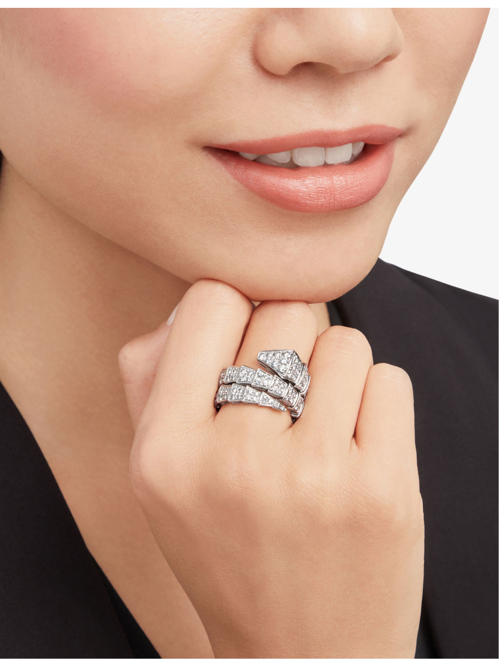 Serpenti 18kt white-gold and diamond ring - 4