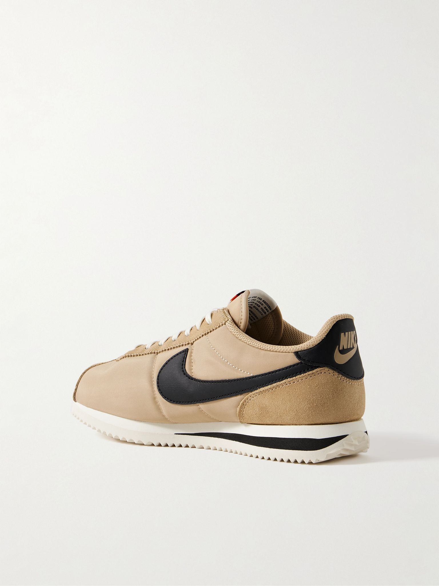 Cortez leather and suede-trimmed shell sneakers Beige - 3