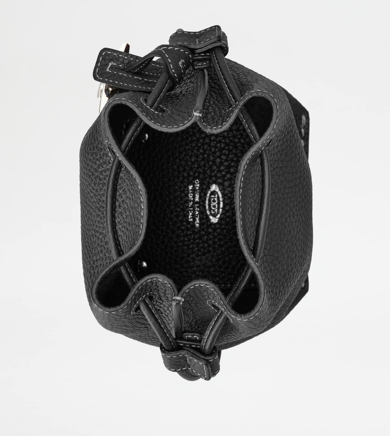 BUCKET BAG IN LEATHER MICRO - BLACK 4