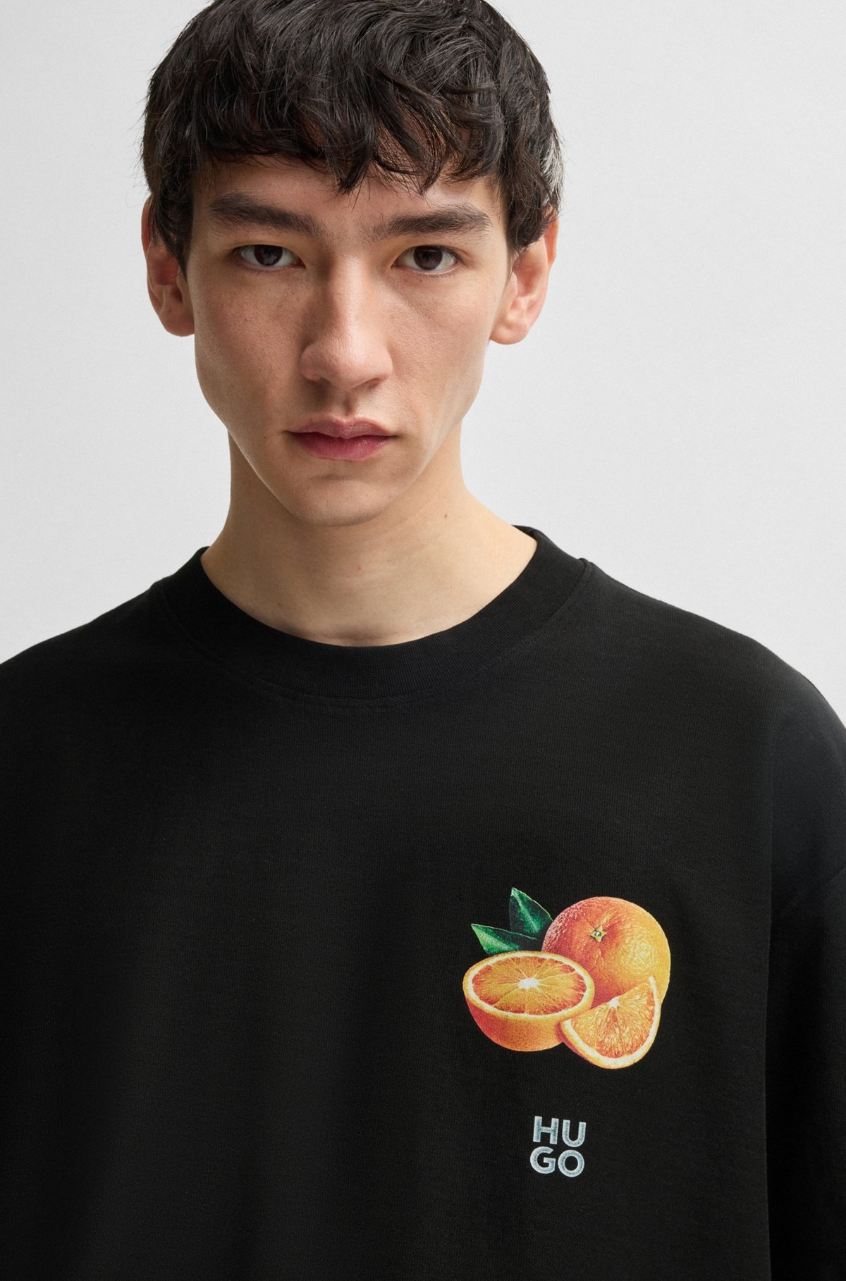 COTTON-JERSEY T-SHIRT WITH ORANGE PRINTS - 3