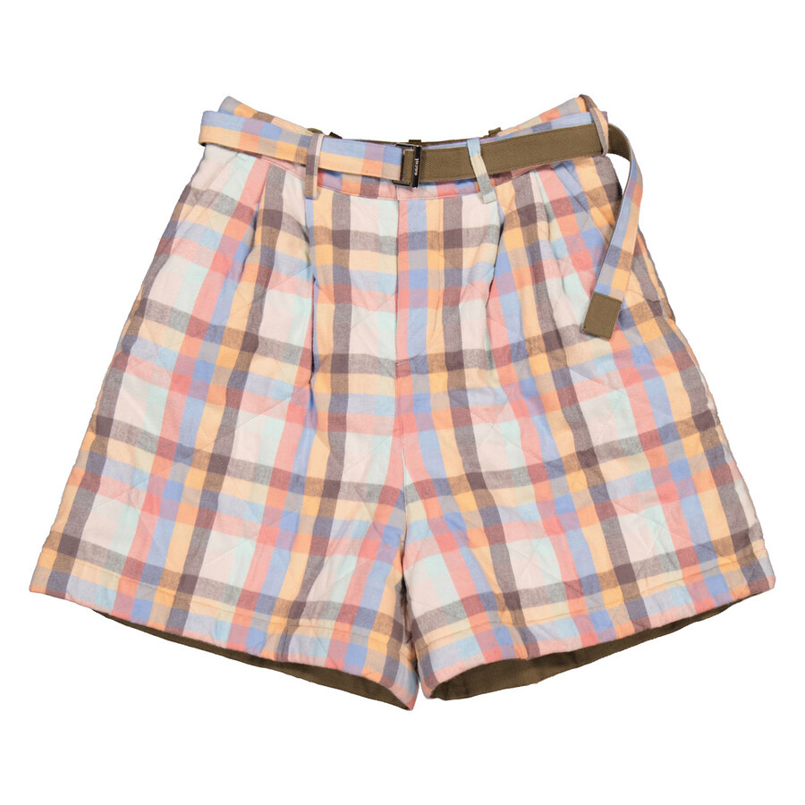 Sacai Men's Multi Plaid Quilted Shorts - 5