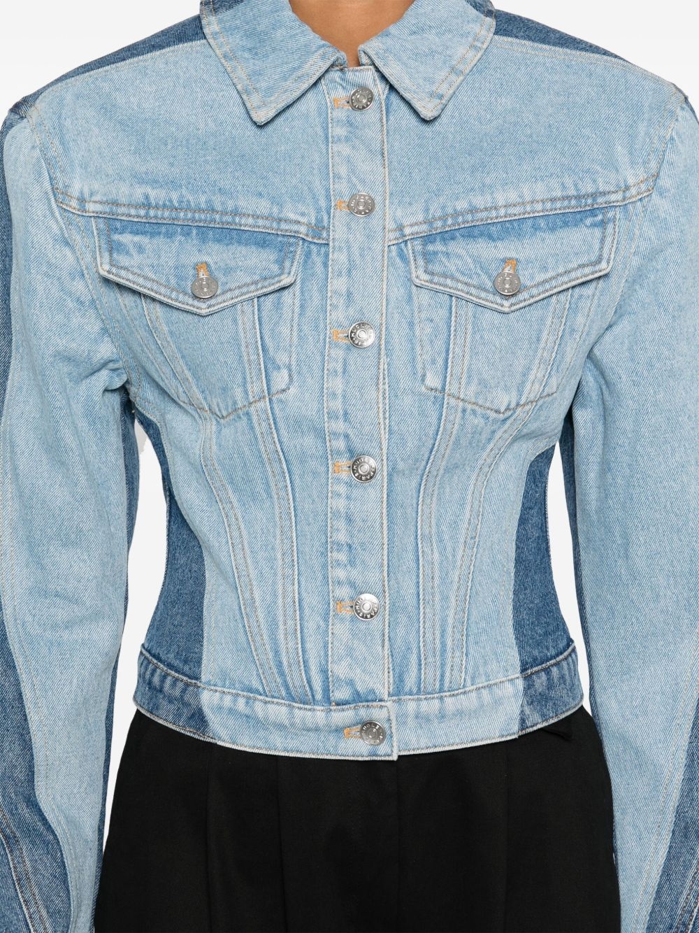 colour-block denim jacket - 5