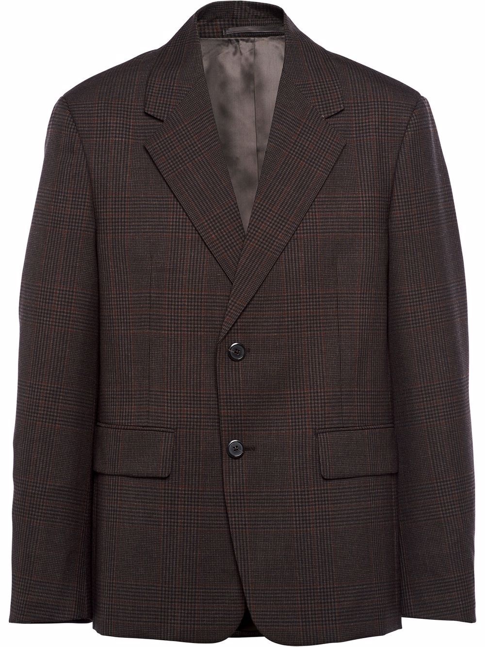 prince of wales-pattern single-breasted wool blazer - 1