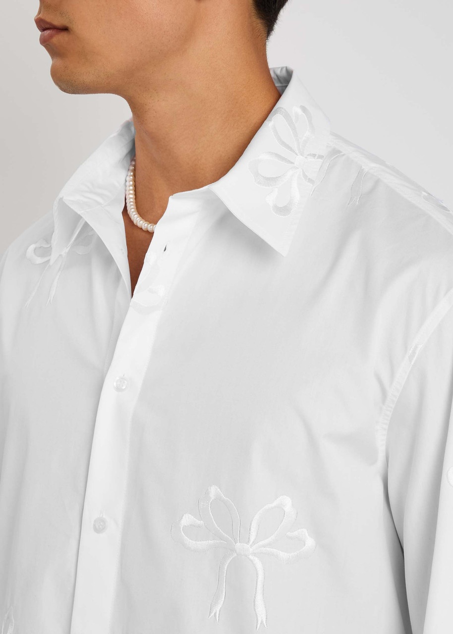 Simone Rocha Carnation Bow-embroidered Cotton-poplin Shirt - 5