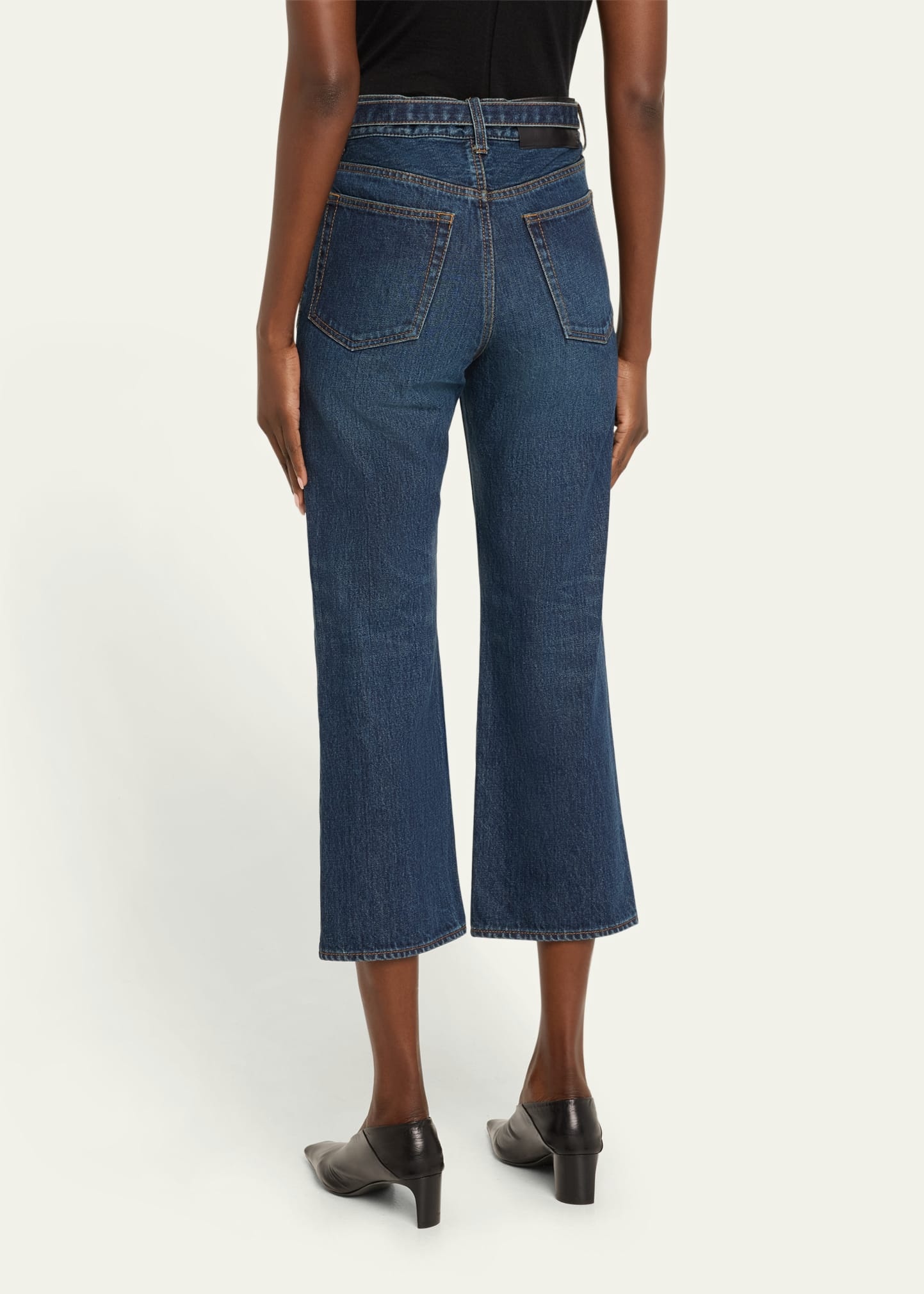 Belted Bootcut Denim Capri Pants - 3