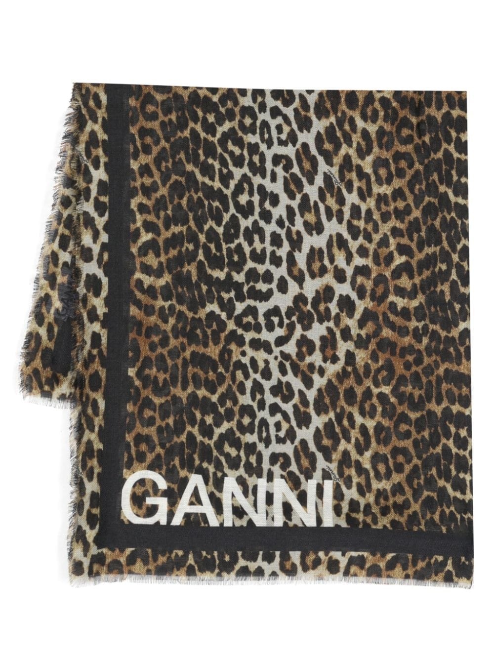 leopard-print twill scarf - 1