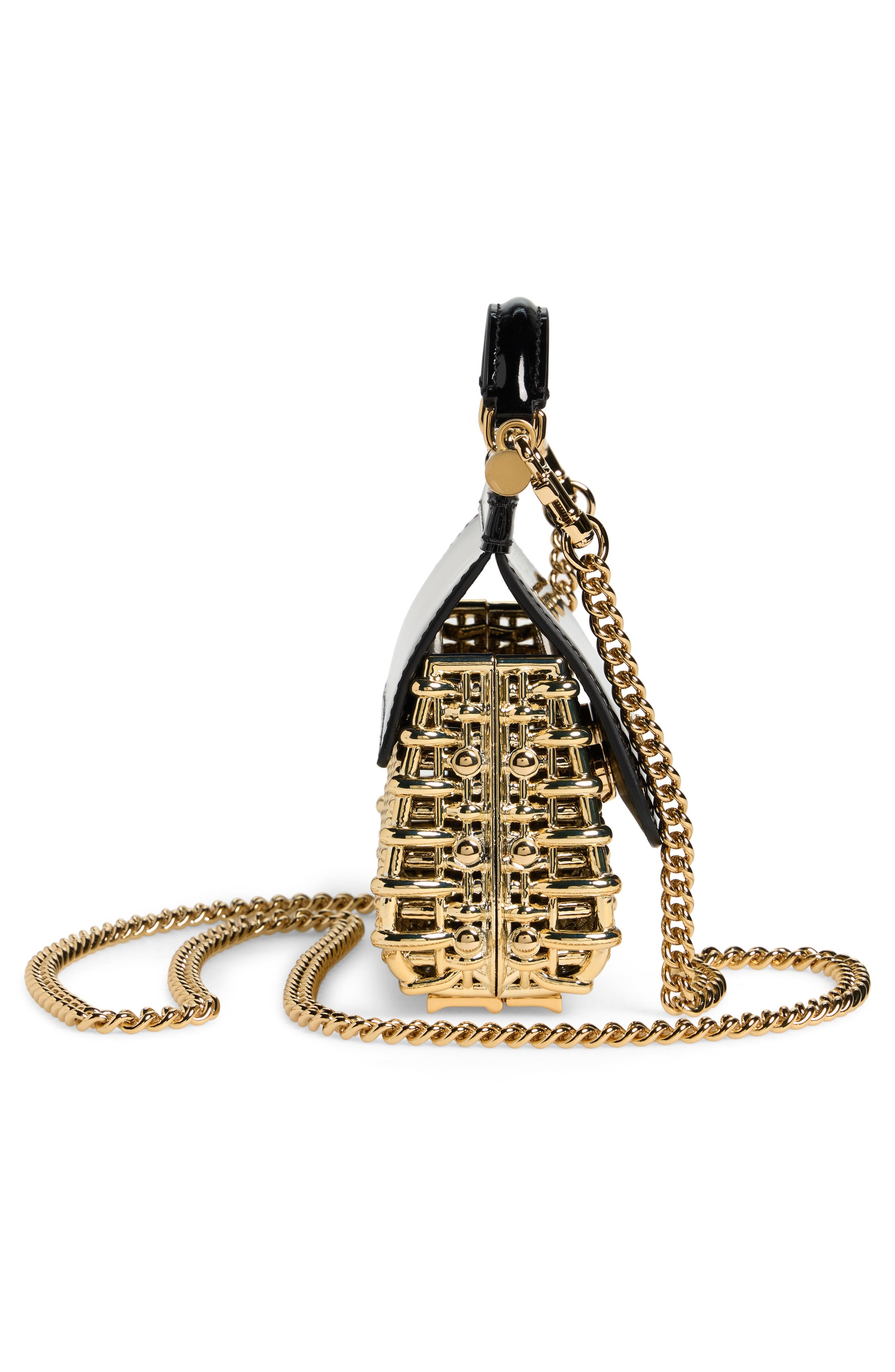 Dolce&Gabbana Mini Sicily Box Cage Shoulder Bag in 87530 Gold/Black at Nordstrom - 6