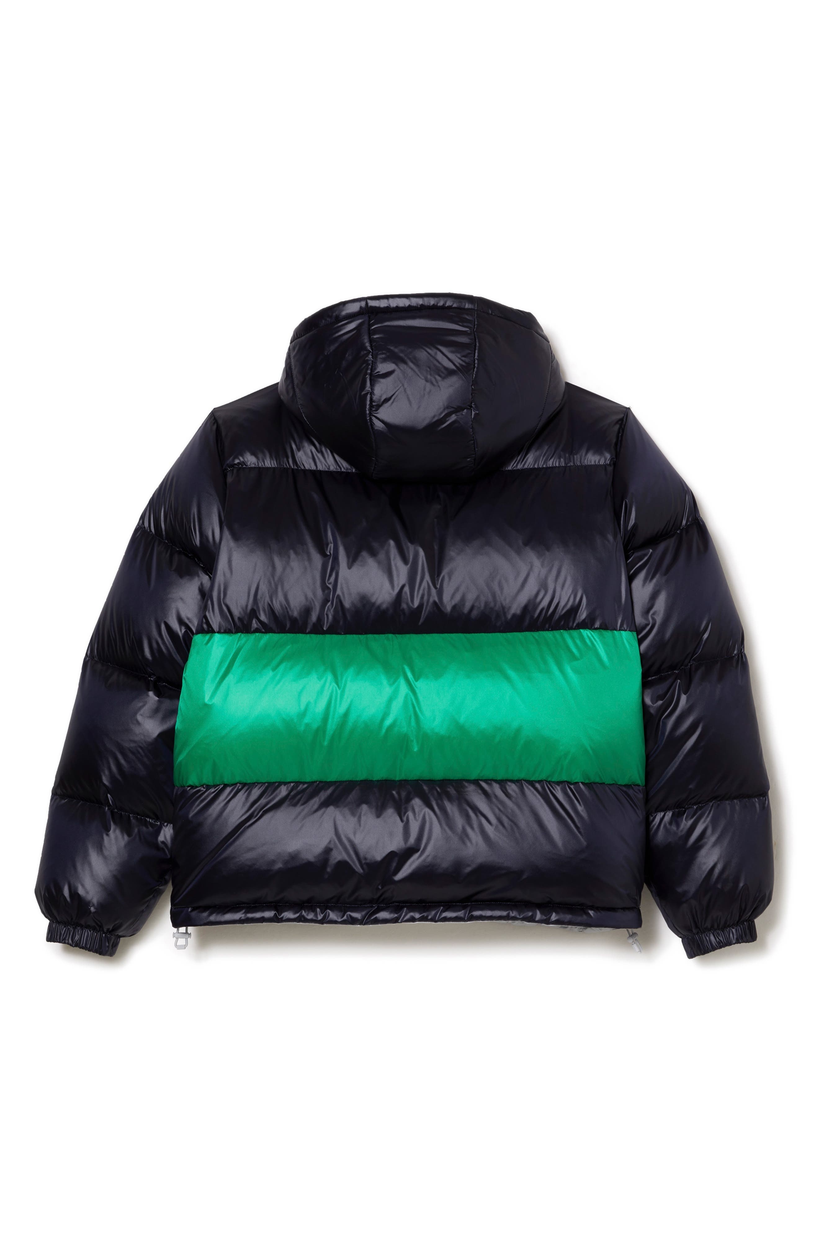 Lacoste Reversible Hooded Puffer Jacket in Qiw Abimes/Multico-Nimbus at Nordstrom, Size 2 - 2