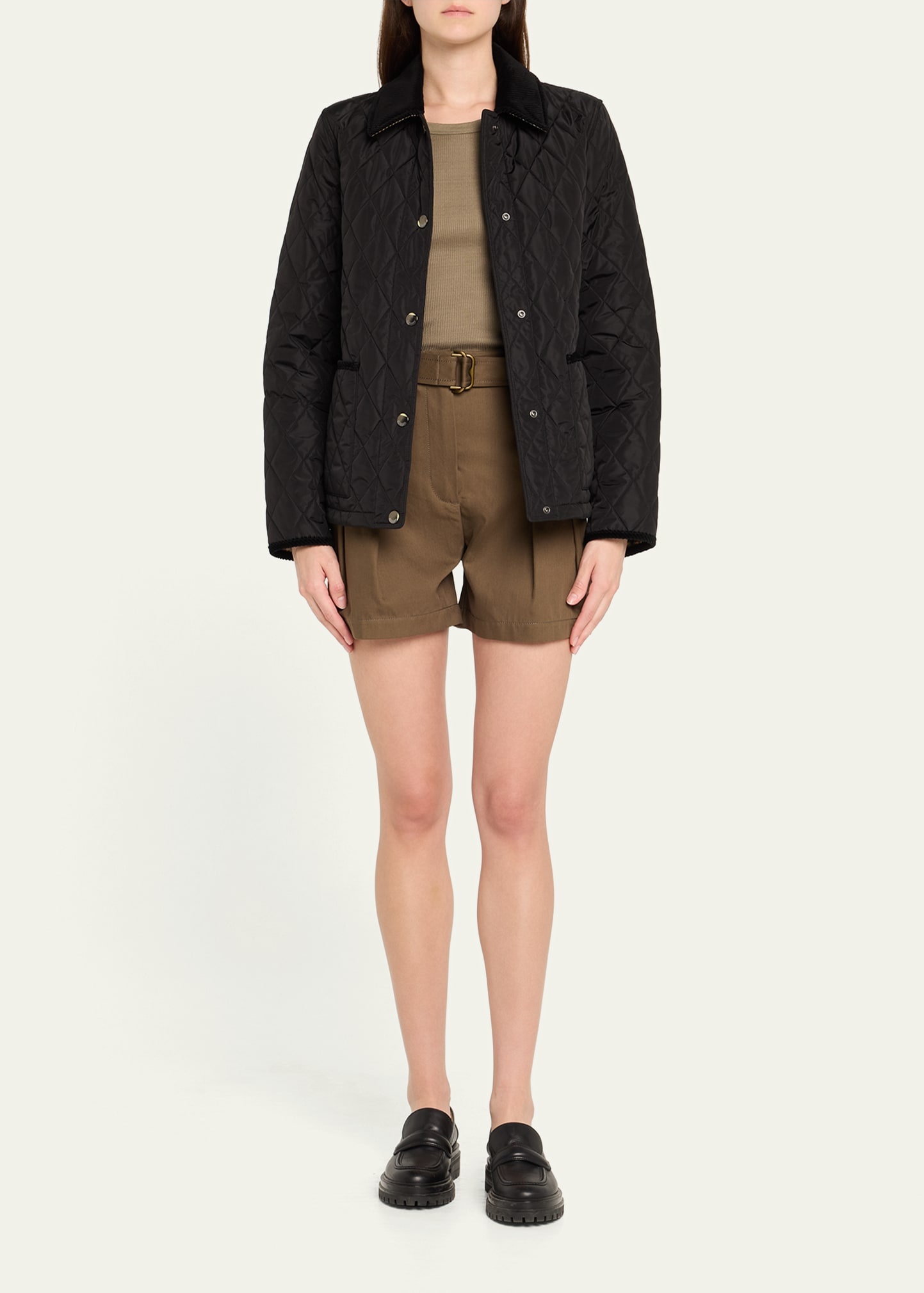Double-Pleated Military Shorts With Belt - 2